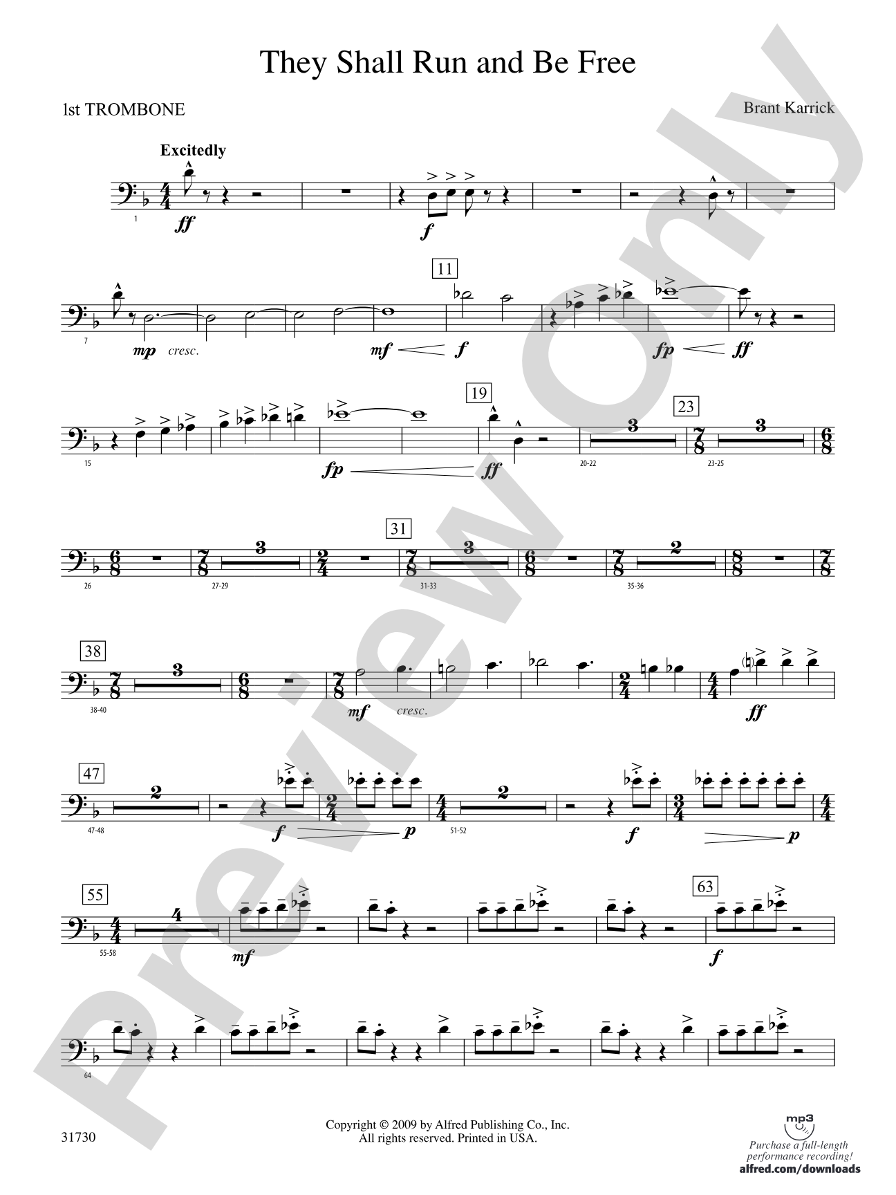 They Shall Run and Be Free: 1st Trombone