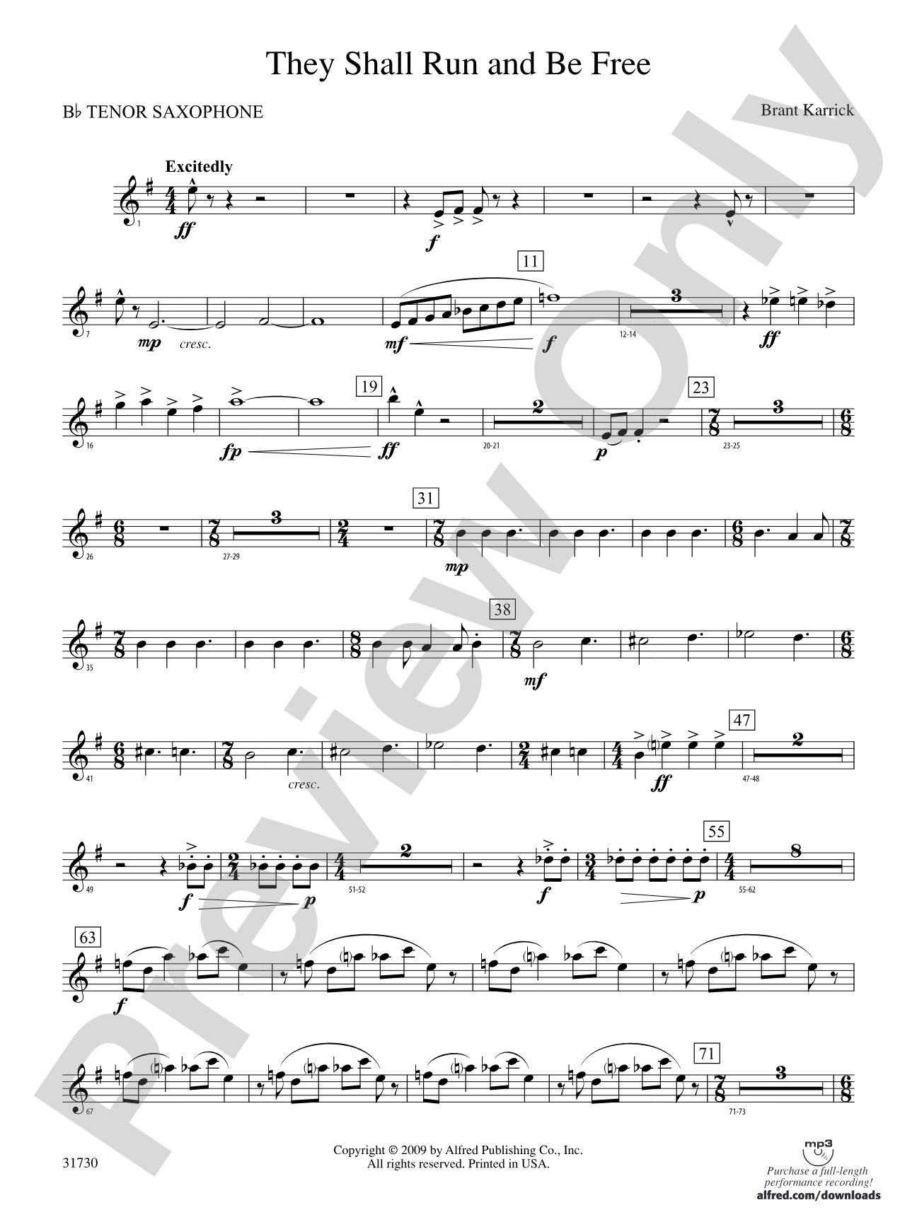 They Shall Run and Be Free: B-flat Tenor Saxophone