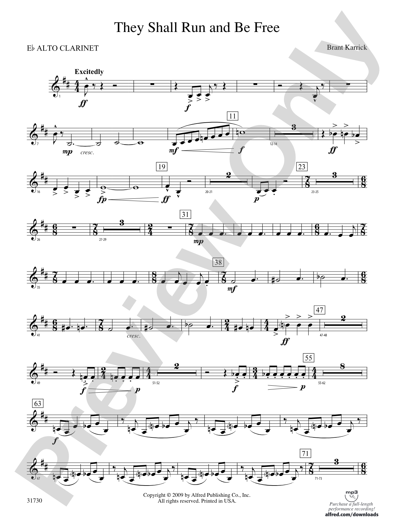 They Shall Run and Be Free: (wp) E-flat Alto Clarinet