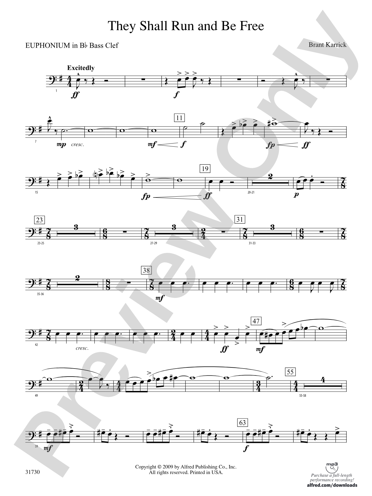 They Shall Run and Be Free: (wp) B-flat Baritone B.C.