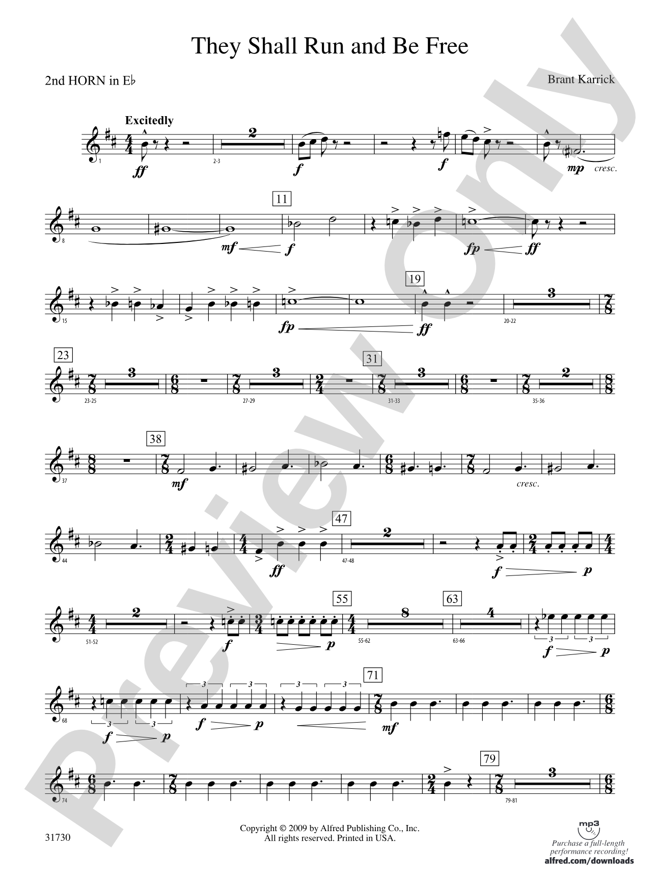 They Shall Run and Be Free: (wp) 2nd Horn in E-flat