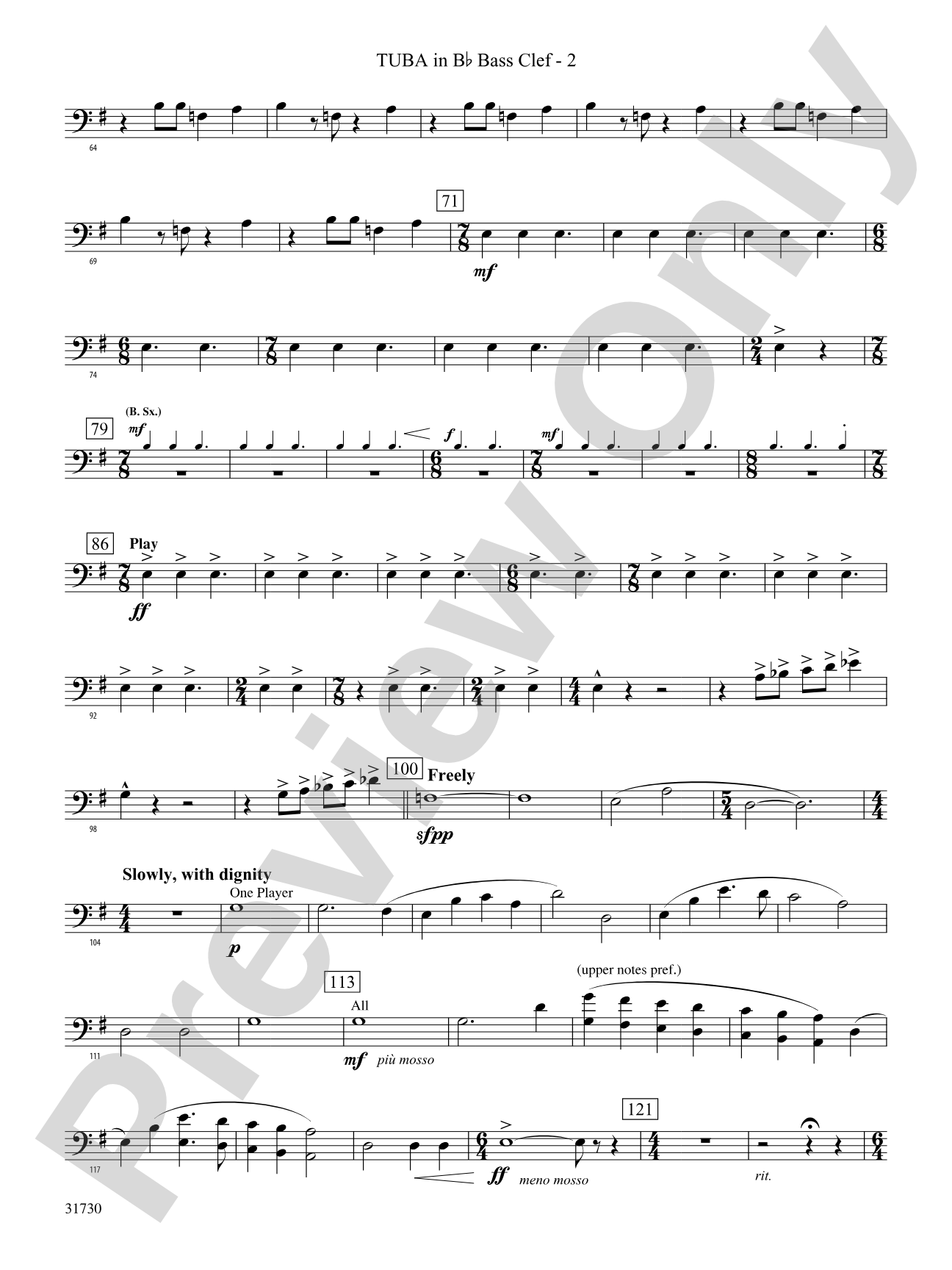 They Shall Run and Be Free: (wp) B-flat Tuba B.C.