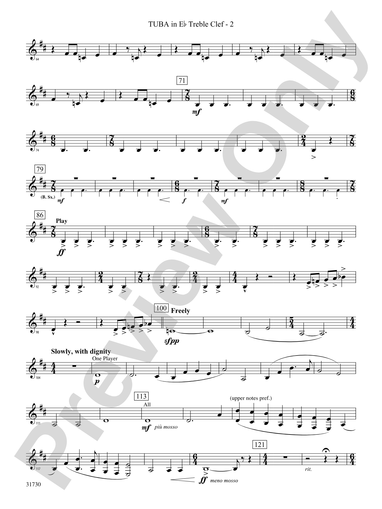 They Shall Run and Be Free: (wp) E-flat Tuba T.C.