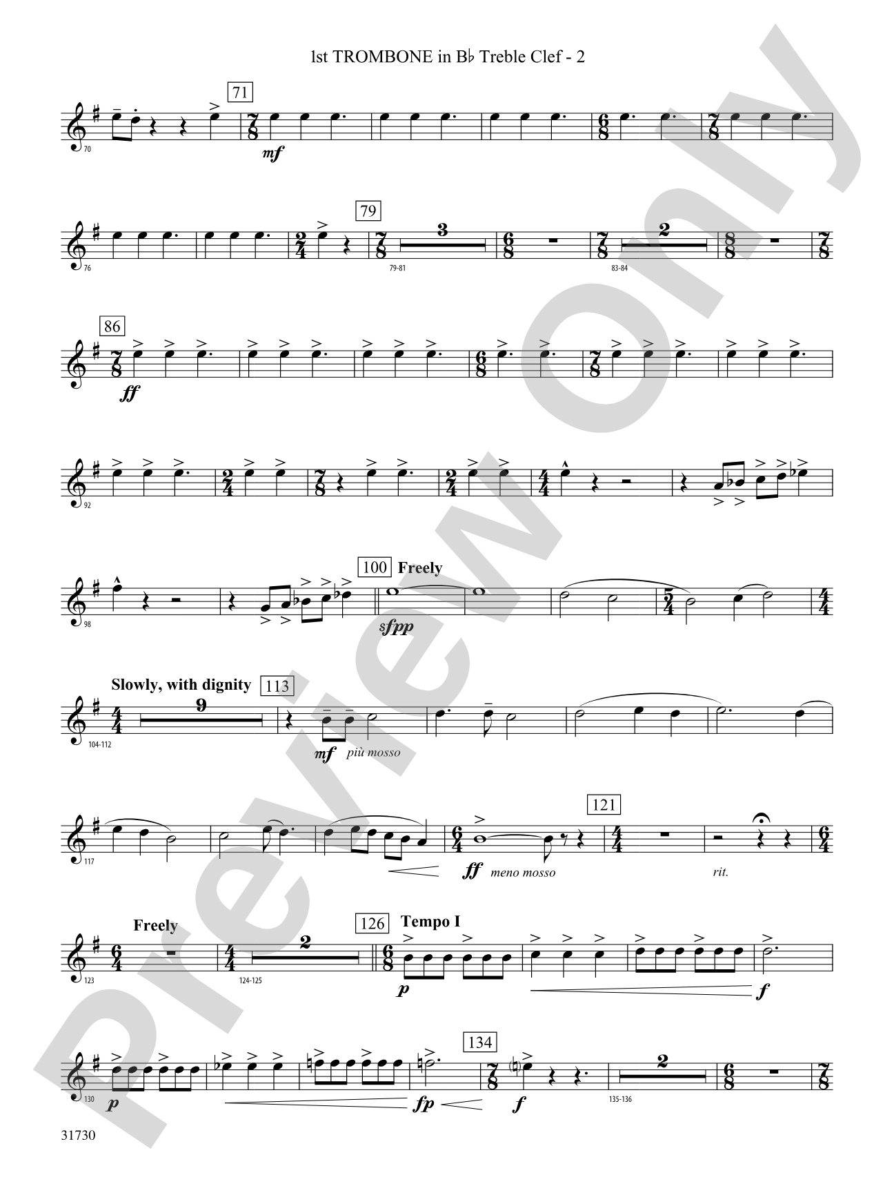 They Shall Run and Be Free: (wp) 1st B-flat Trombone T.C.