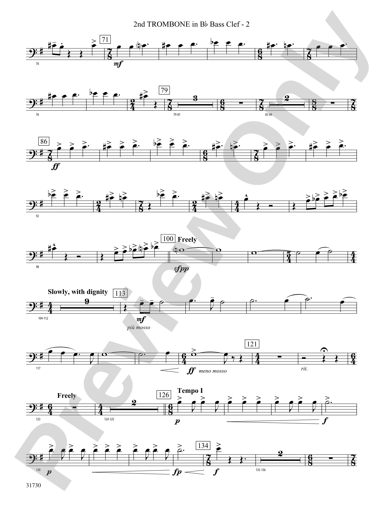 They Shall Run and Be Free: (wp) 2nd B-flat Trombone B.C.