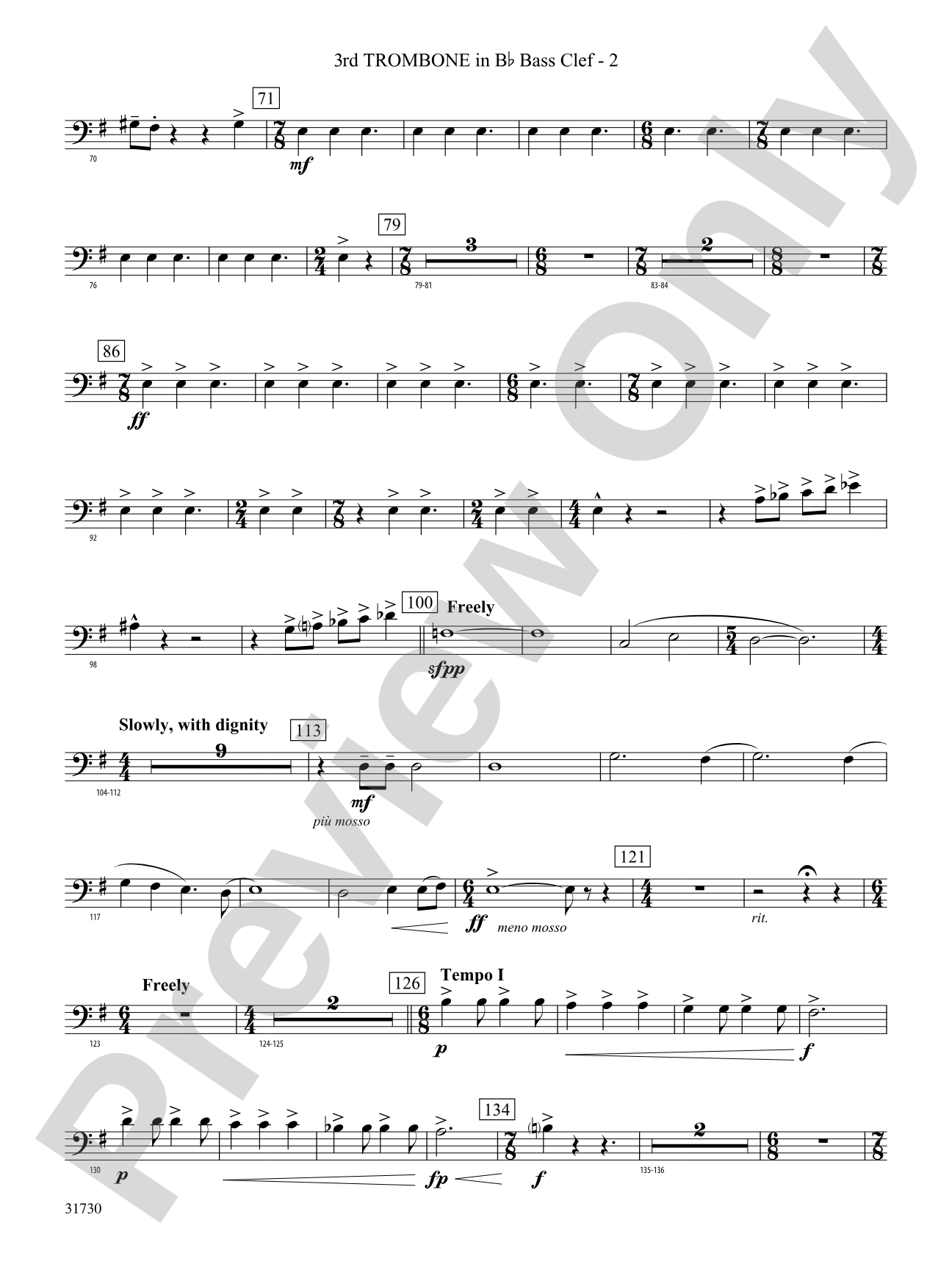 They Shall Run and Be Free: (wp) 3rd B-flat Trombone B.C.