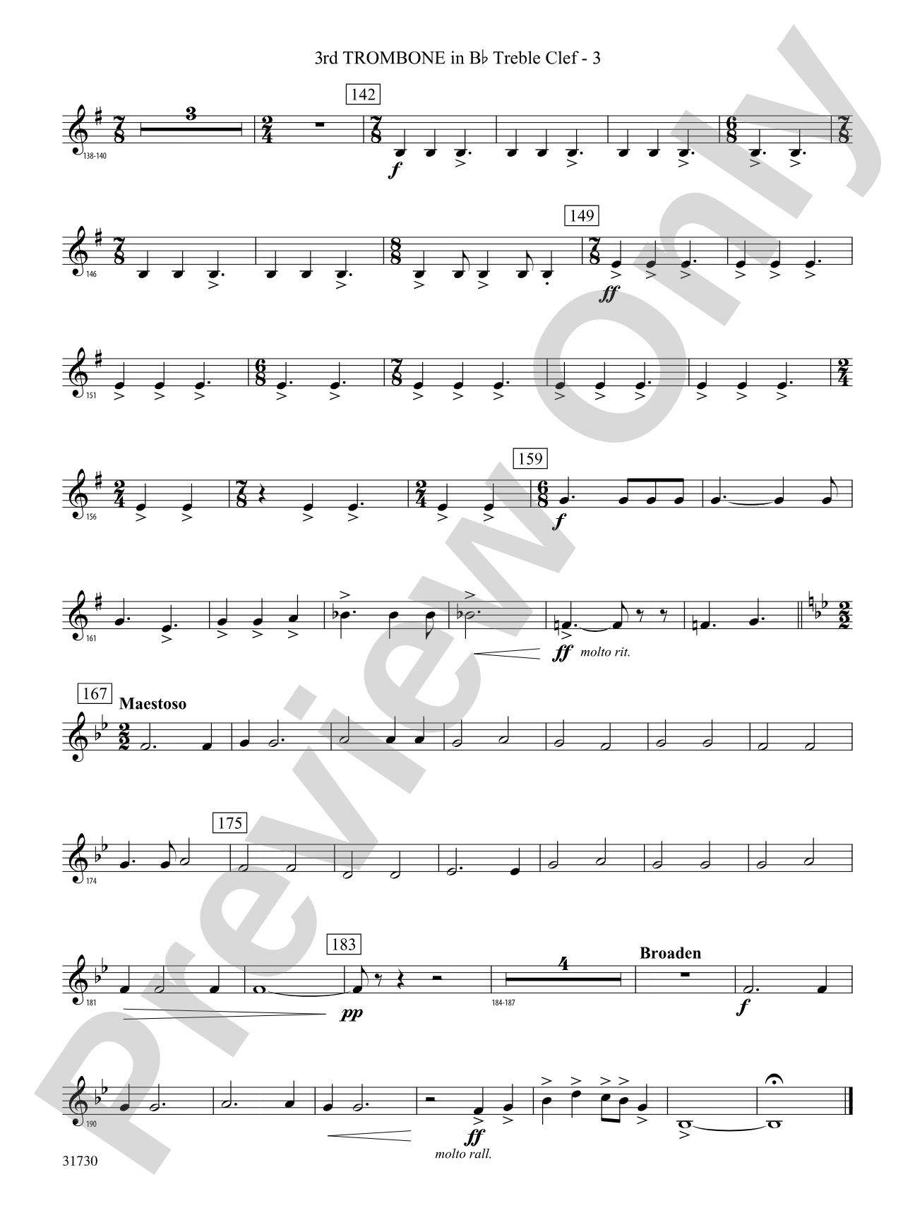 They Shall Run and Be Free: (wp) 3rd B-flat Trombone T.C.
