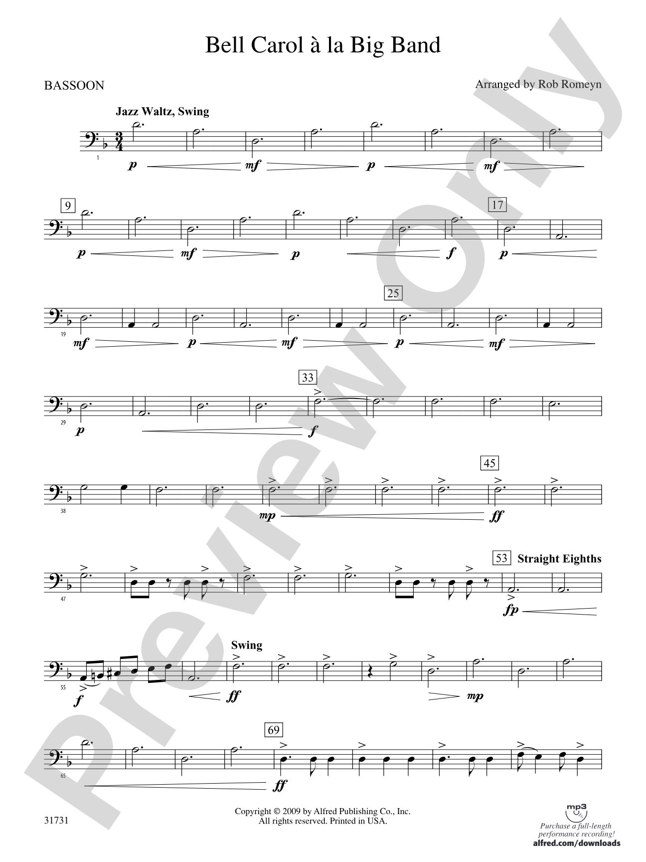 Bell Carol a la Big Band: Bassoon