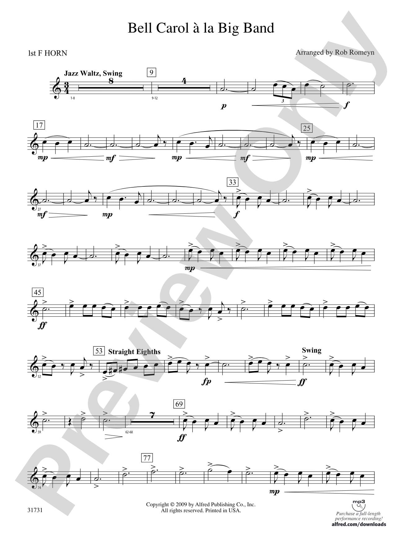 Bell Carol a la Big Band: 1st F Horn