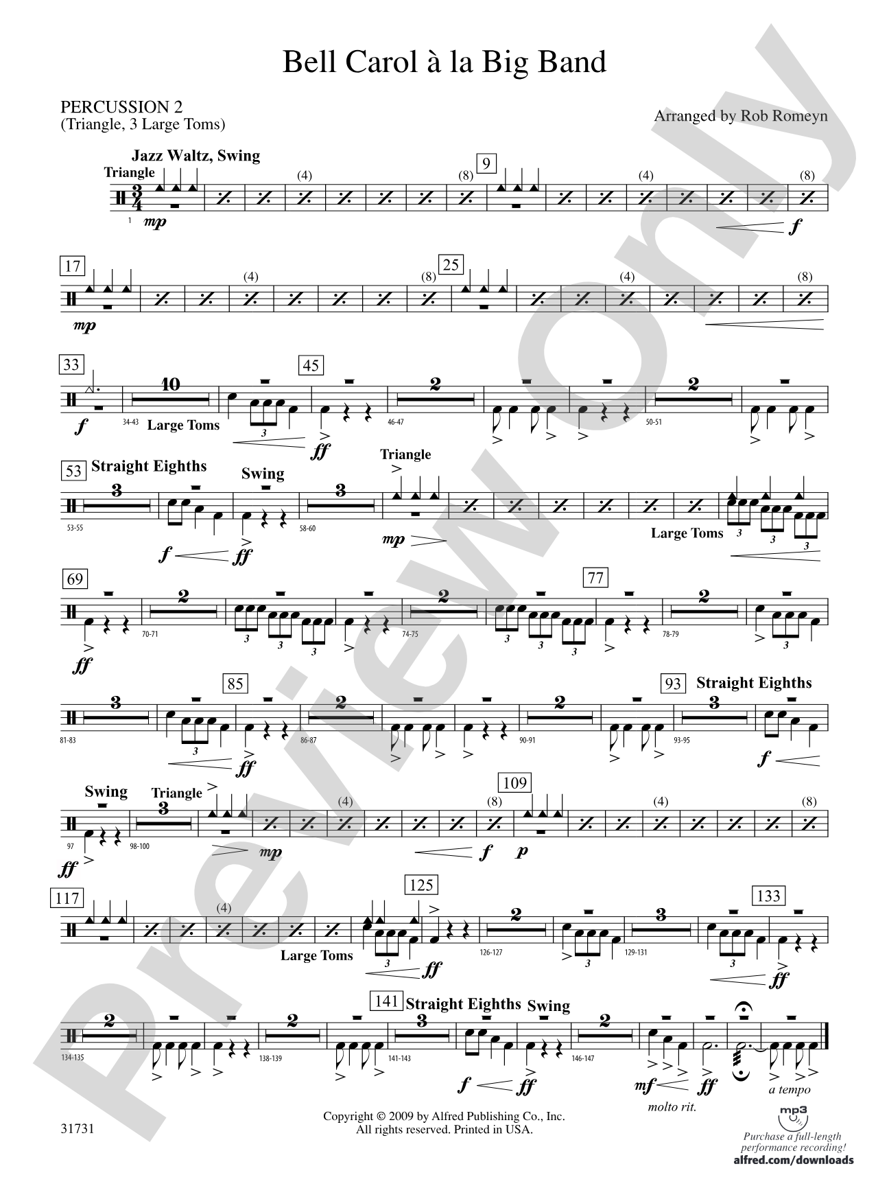 Bell Carol a la Big Band: 2nd Percussion