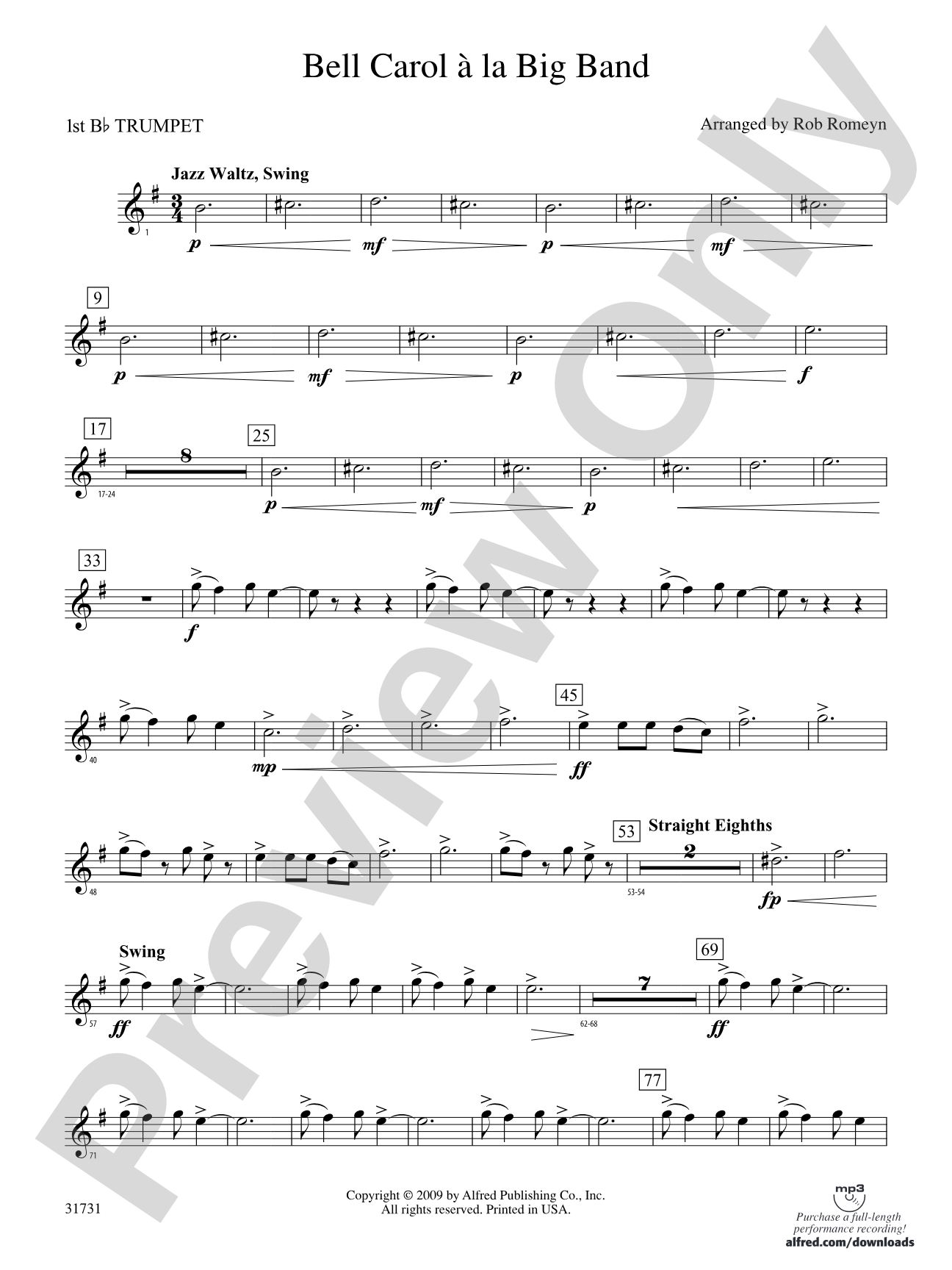 Bell Carol a la Big Band: 1st B-flat Trumpet