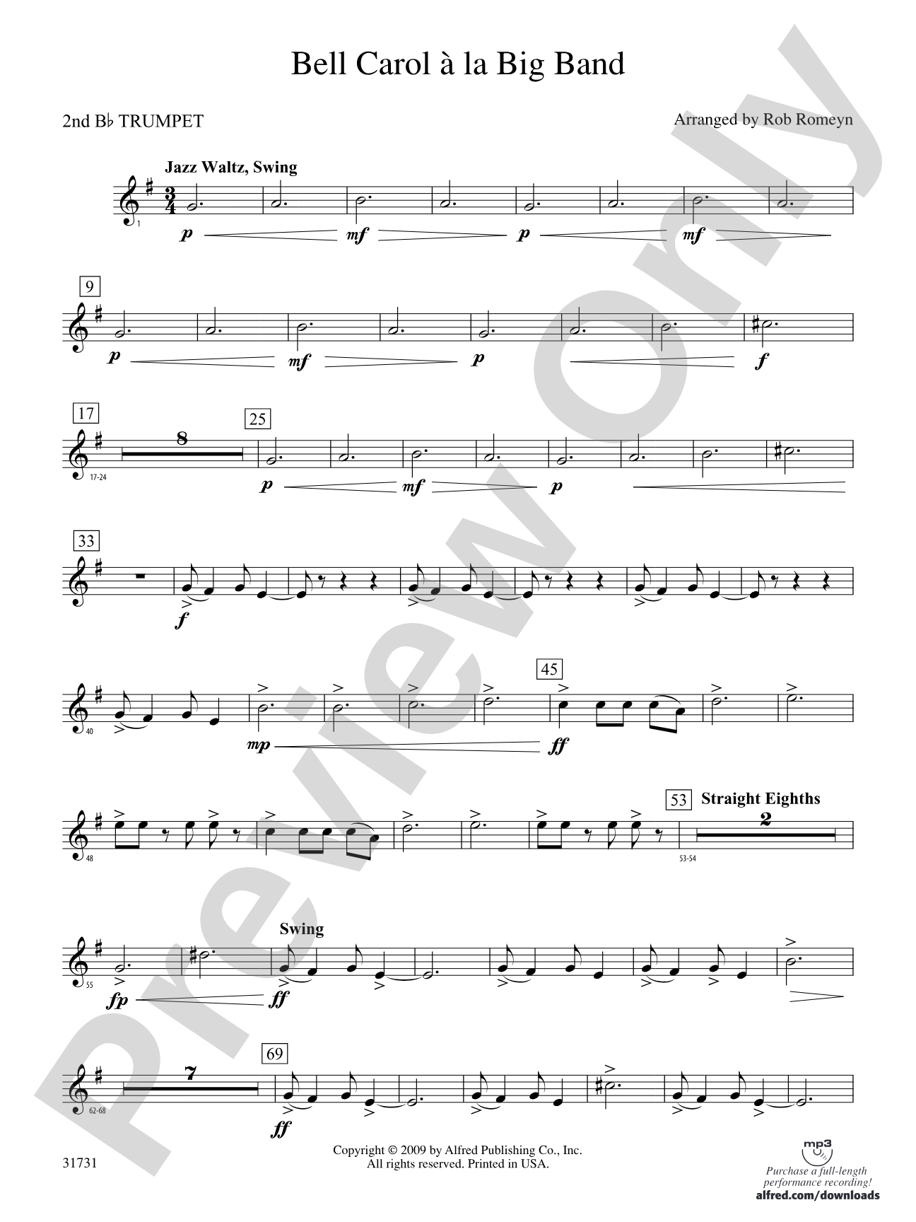 Bell Carol a la Big Band: 2nd B-flat Trumpet