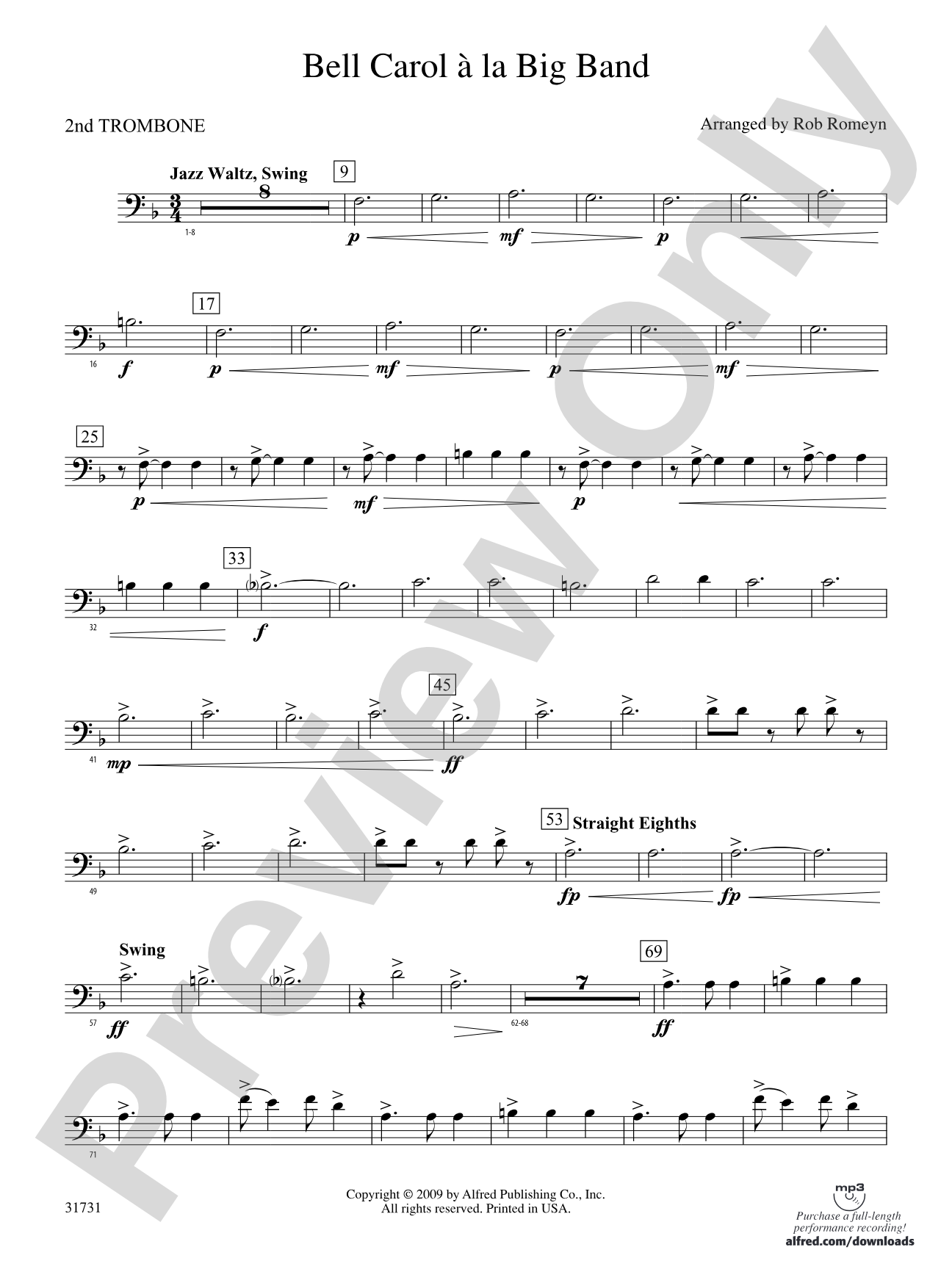 Bell Carol a la Big Band: 2nd Trombone