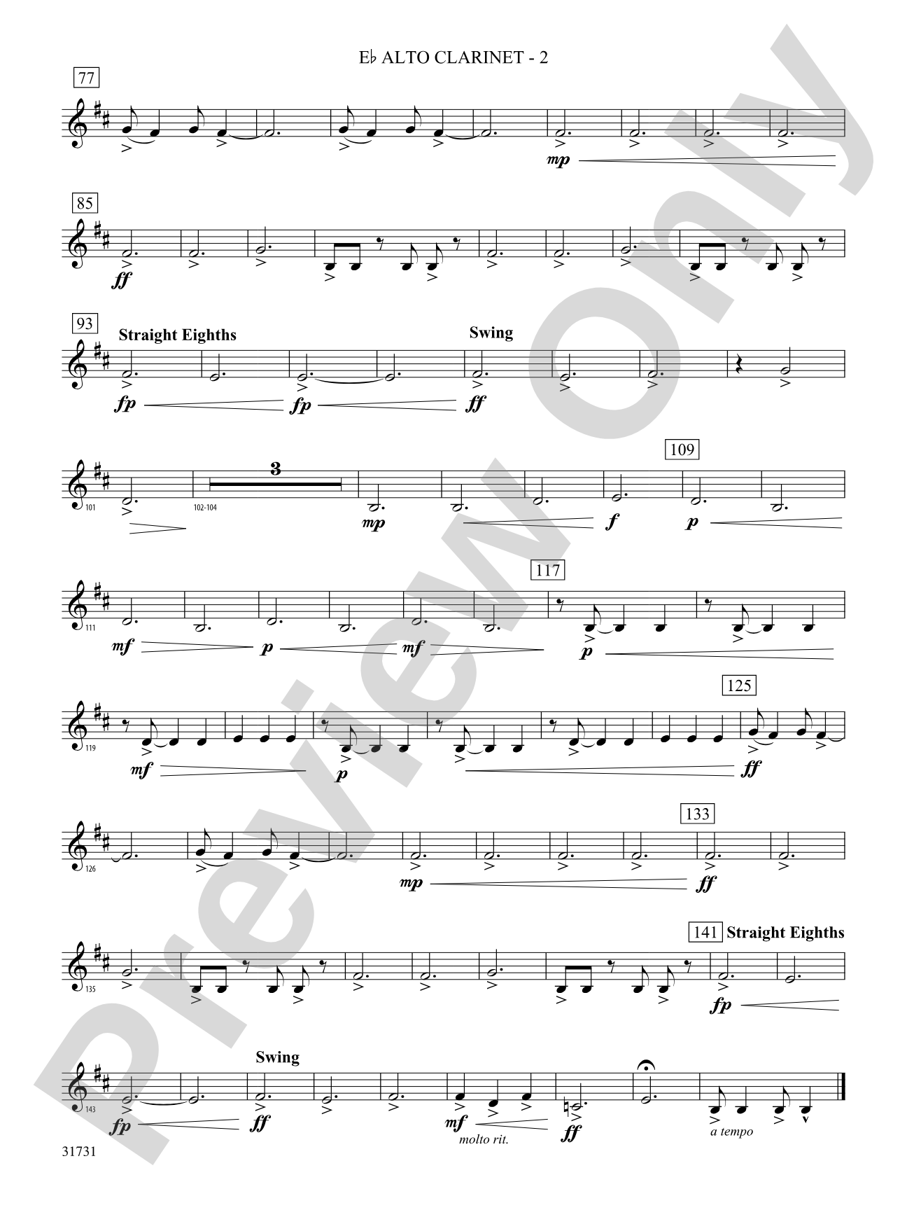 Bell Carol a la Big Band: (wp) E-flat Alto Clarinet