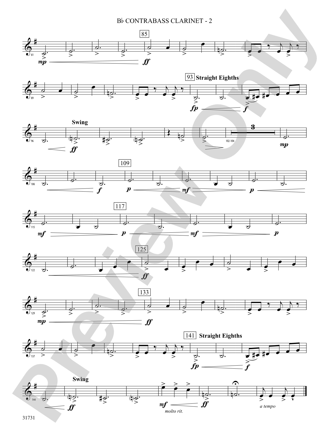 Bell Carol a la Big Band: (wp) B-flat Contrabass Clarinet