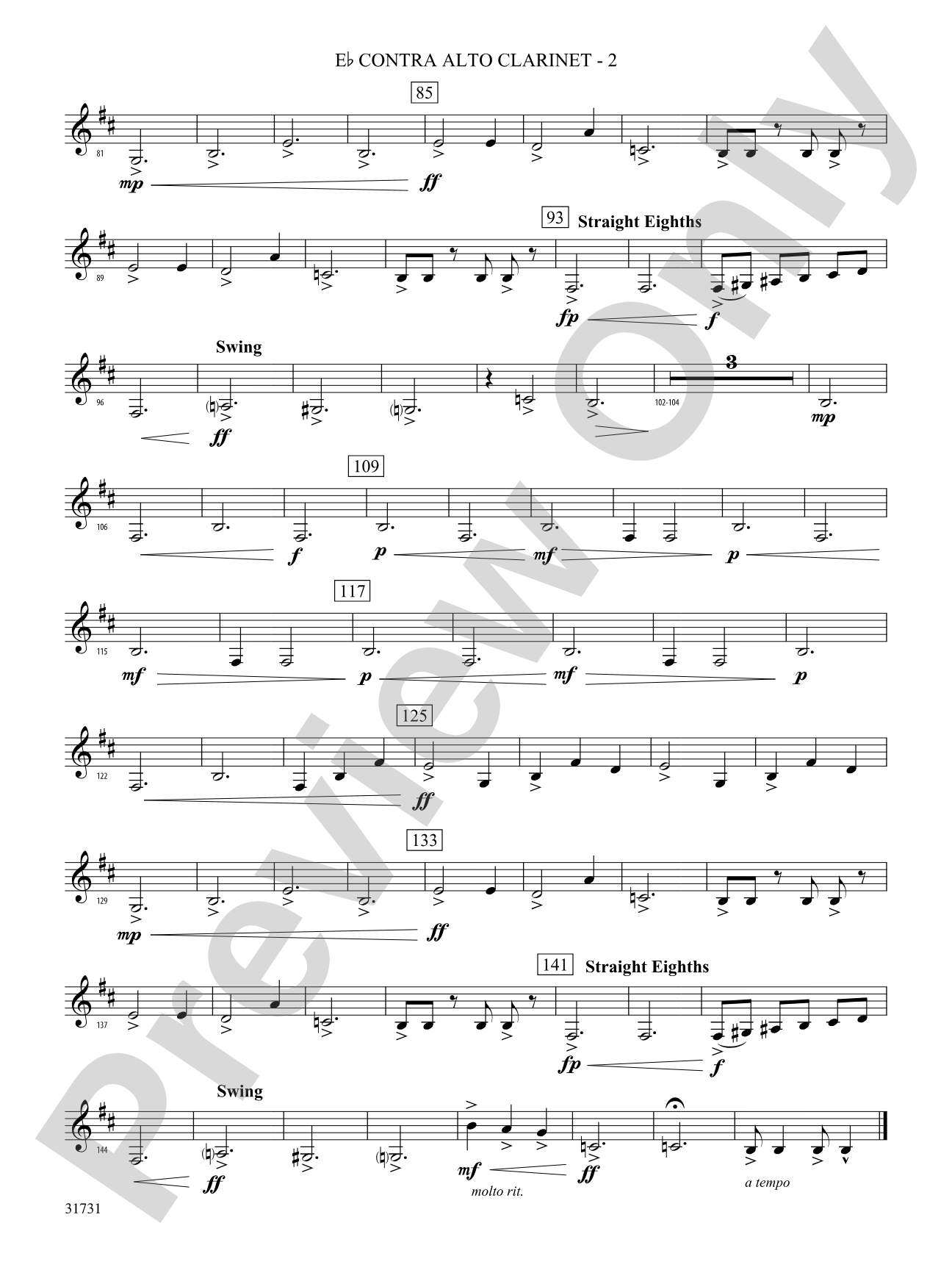 Bell Carol a la Big Band: (wp) E-flat Contrabass Clarinet