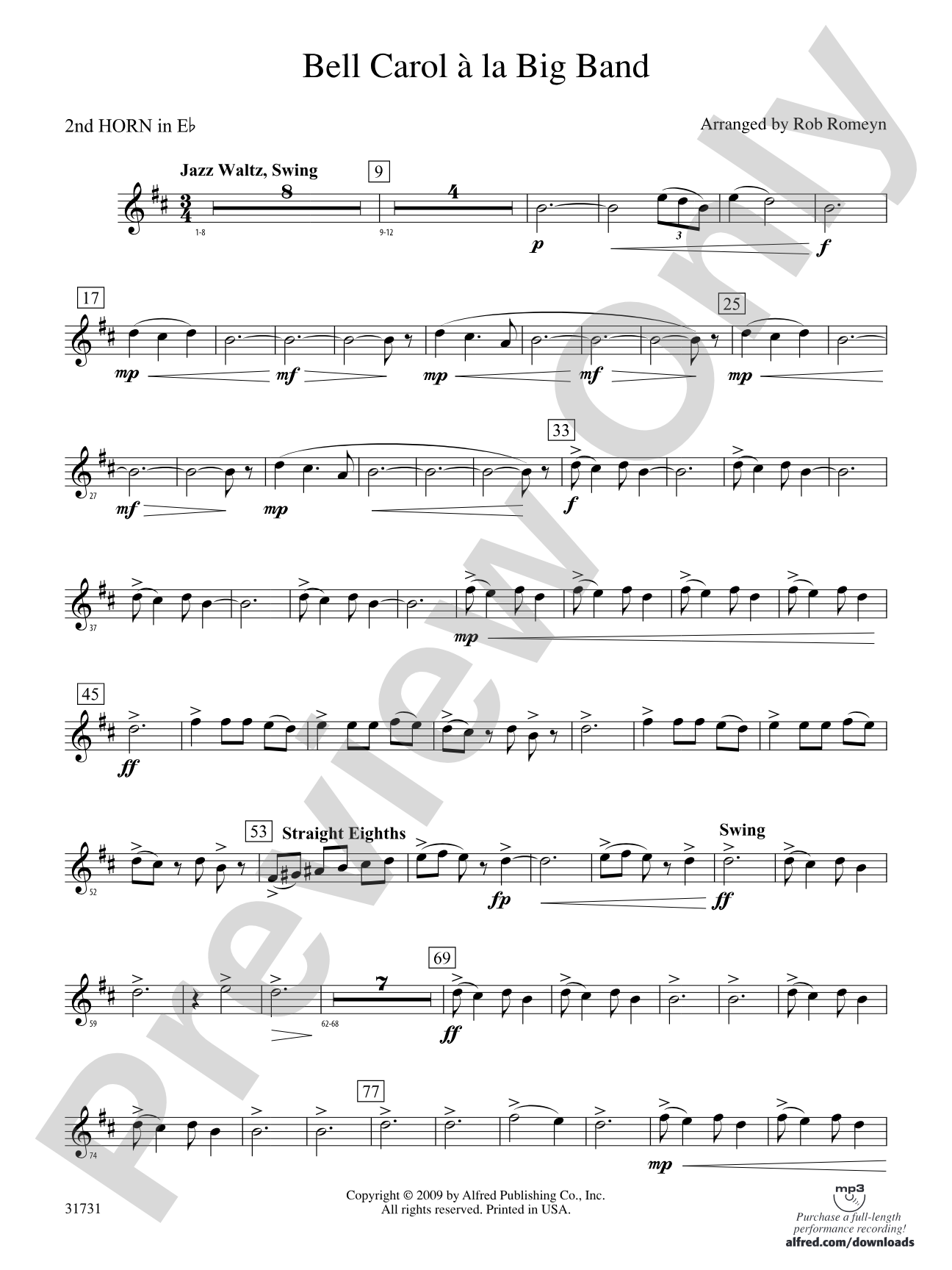 Bell Carol a la Big Band: (wp) 2nd Horn in E-flat