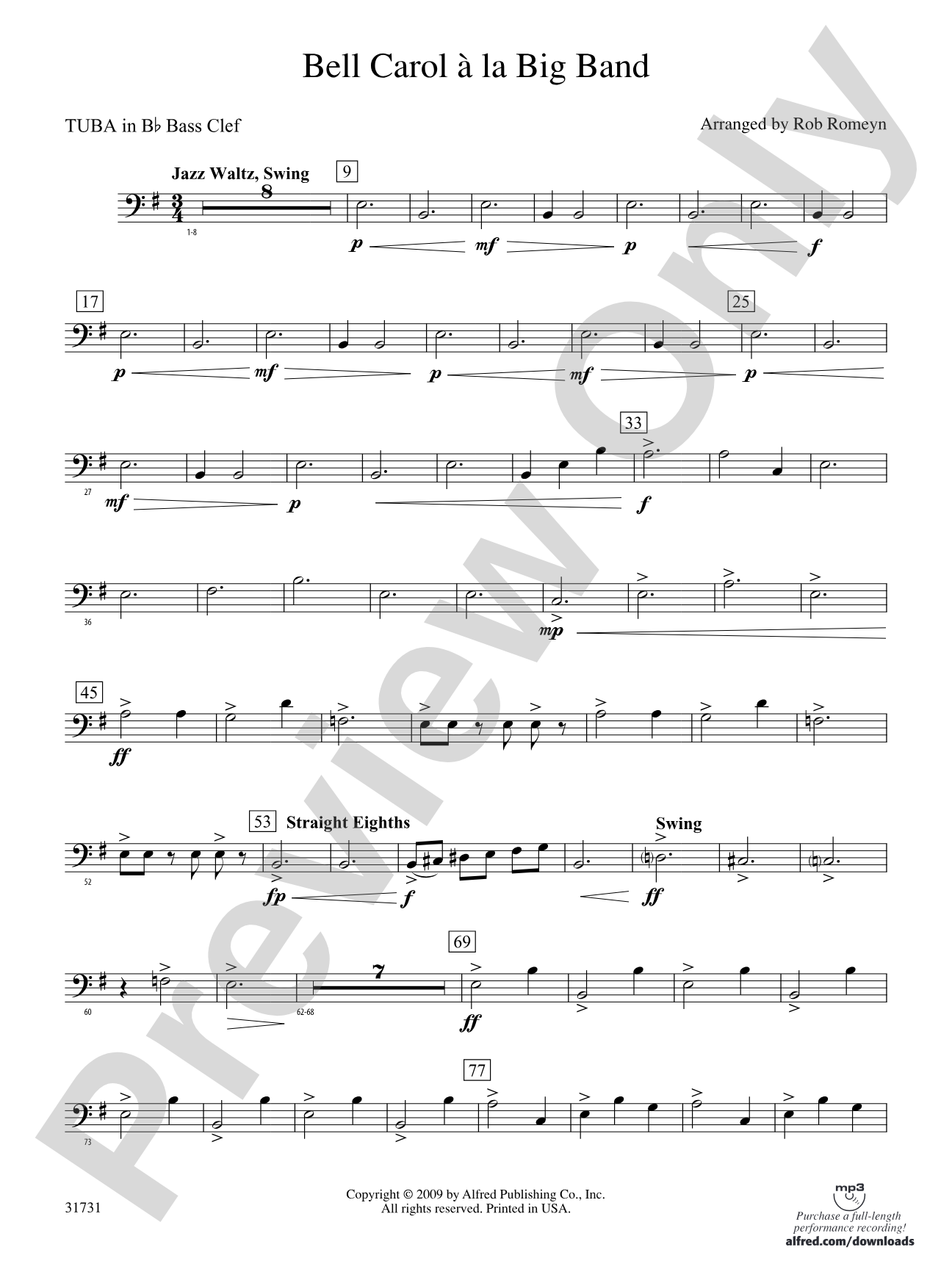 Bell Carol a la Big Band: (wp) B-flat Tuba B.C.