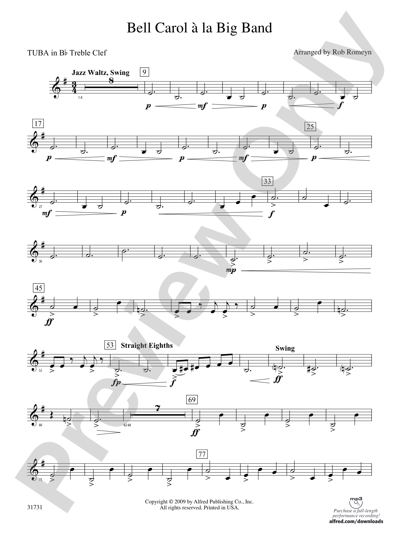 Bell Carol a la Big Band: (wp) B-flat Tuba T.C.