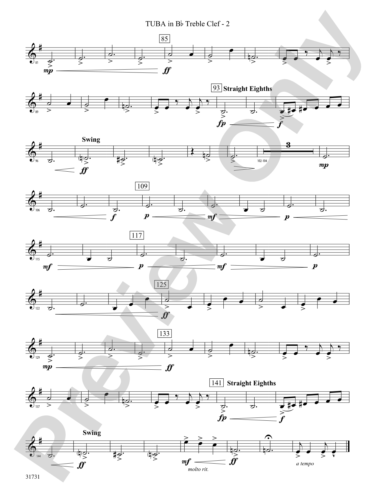 Bell Carol a la Big Band: (wp) B-flat Tuba T.C.