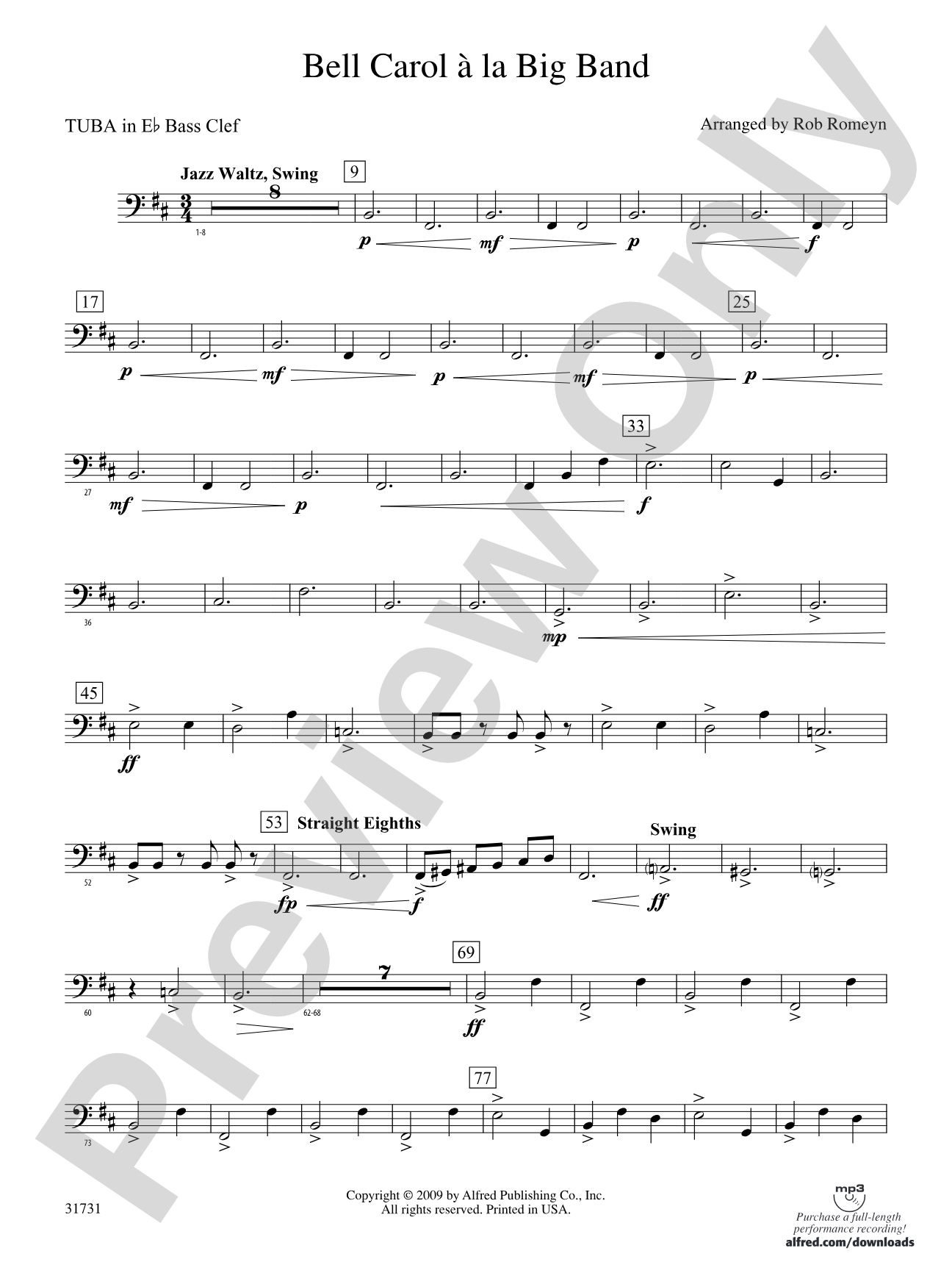 Bell Carol a la Big Band: (wp) E-flat Tuba B.C.