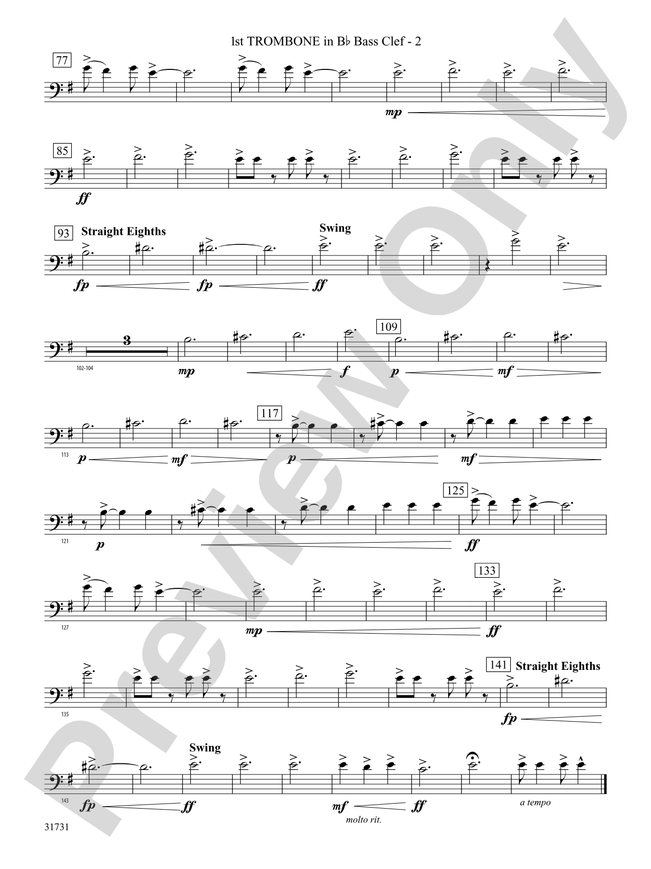 Bell Carol a la Big Band: (wp) 1st B-flat Trombone B.C.