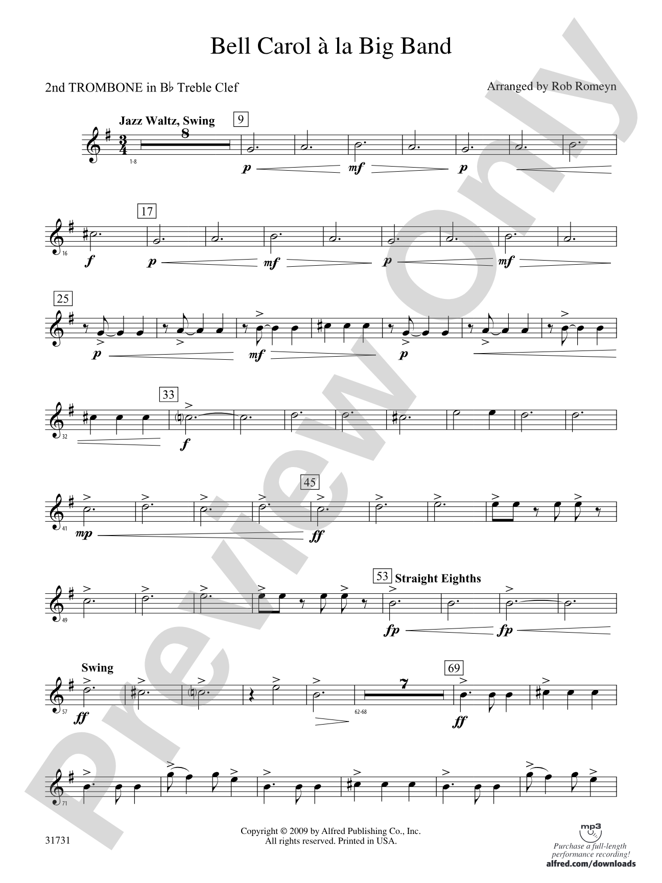 Bell Carol a la Big Band: (wp) 2nd B-flat Trombone T.C.