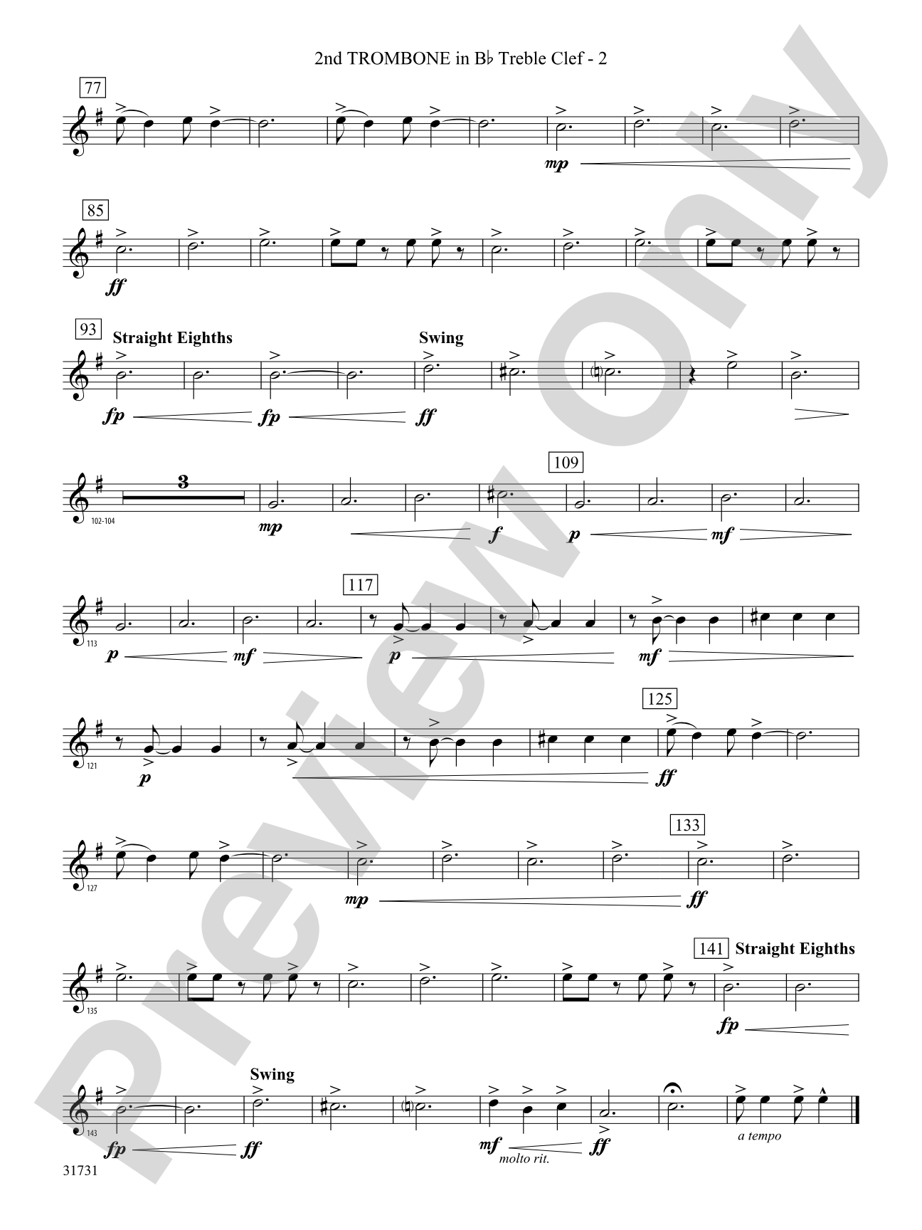 Bell Carol a la Big Band: (wp) 2nd B-flat Trombone T.C.