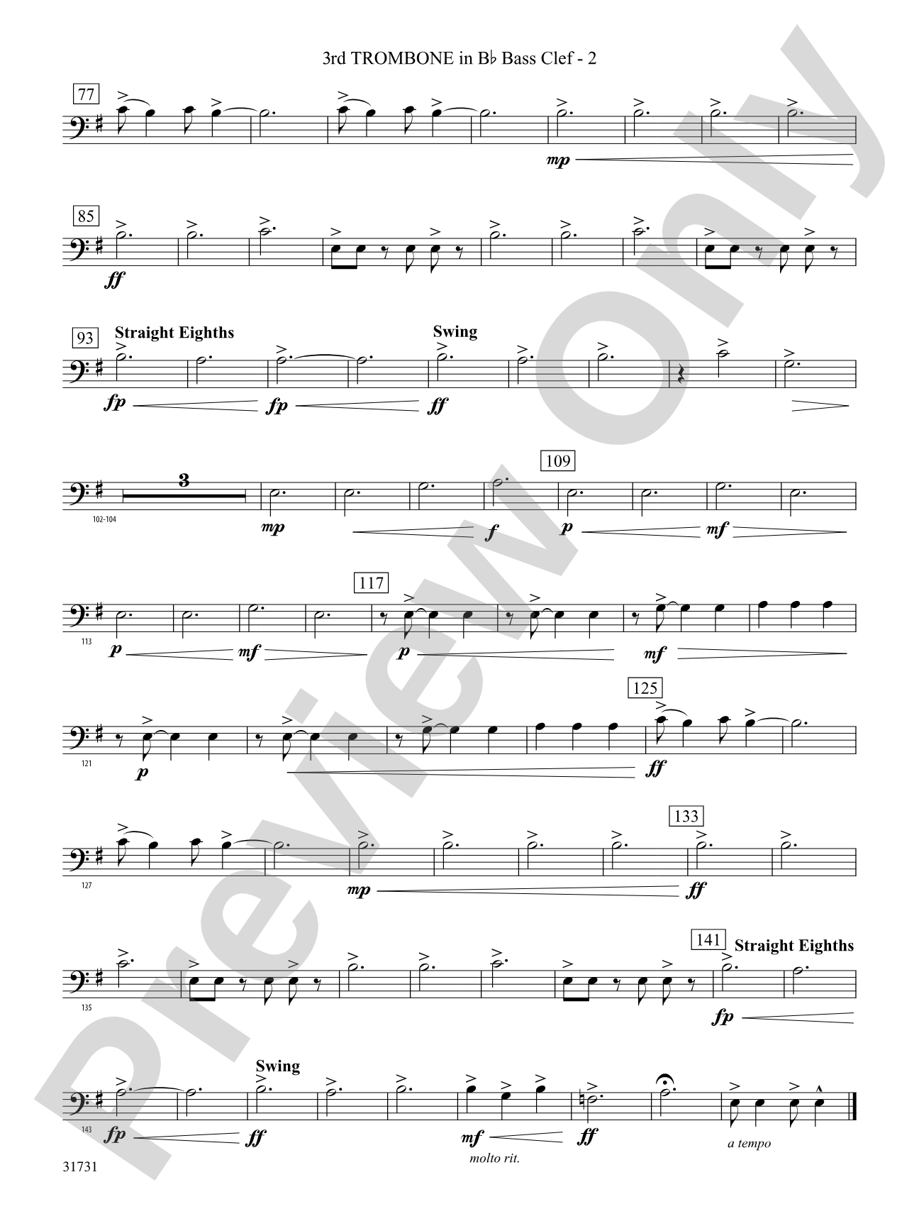 Bell Carol a la Big Band: (wp) 3rd B-flat Trombone B.C.