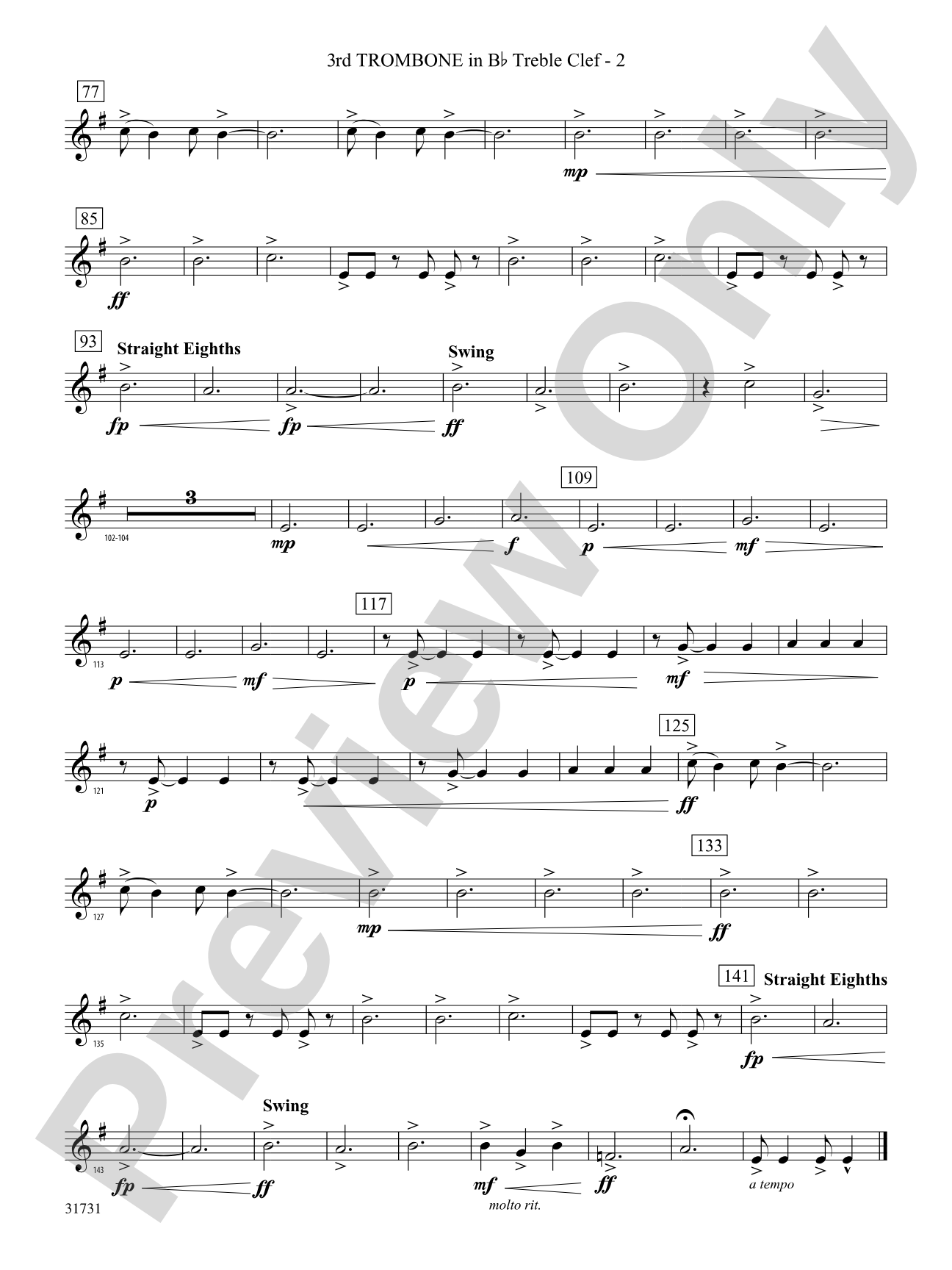 Bell Carol a la Big Band: (wp) 3rd B-flat Trombone T.C.