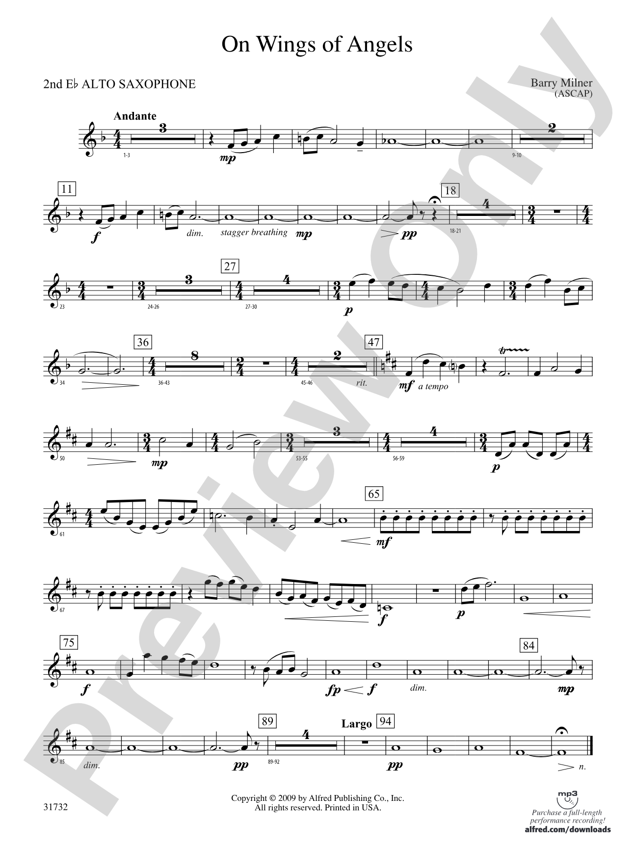 On Wings of Angels: 2nd E-flat Alto Saxophone