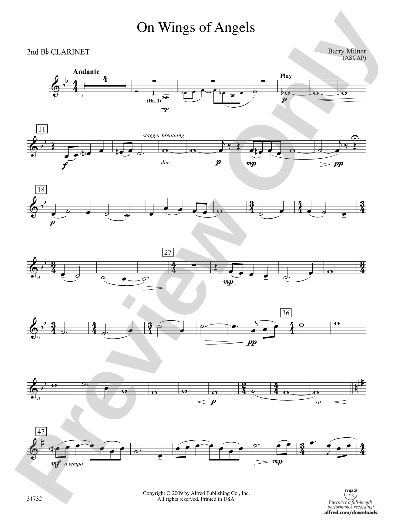 On Wings of Angels: 2nd B-flat Clarinet