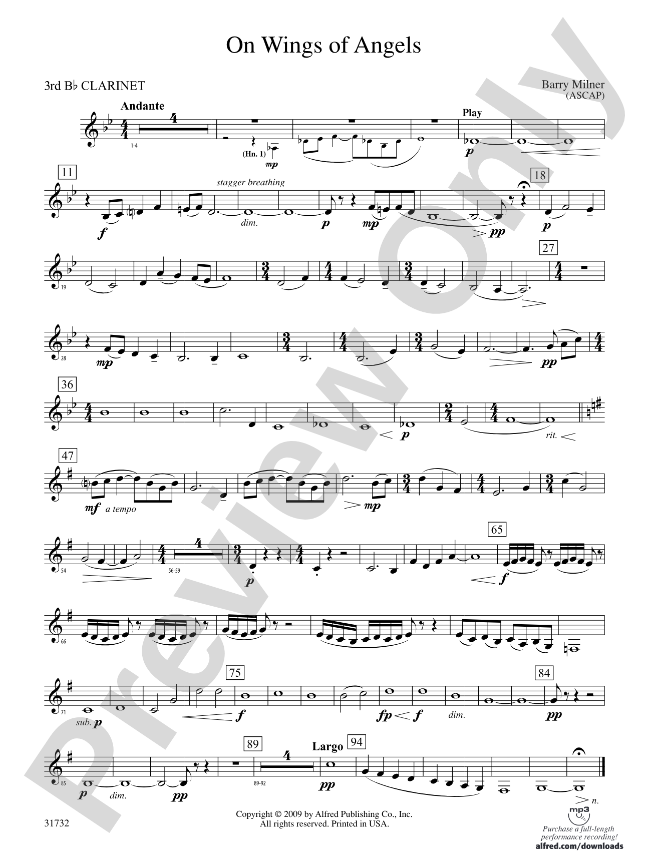 On Wings of Angels: 3rd B-flat Clarinet