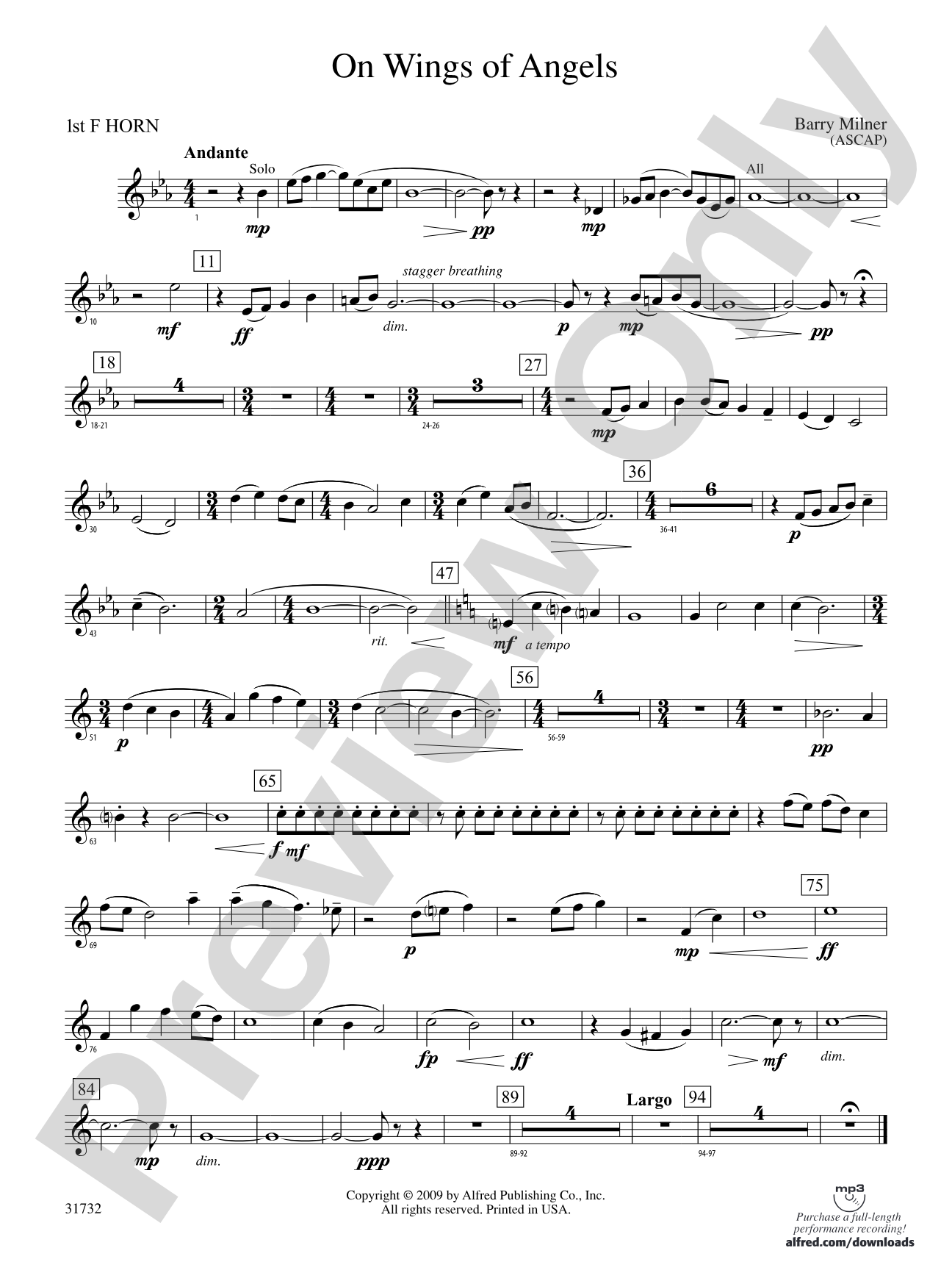 On Wings of Angels: 1st F Horn