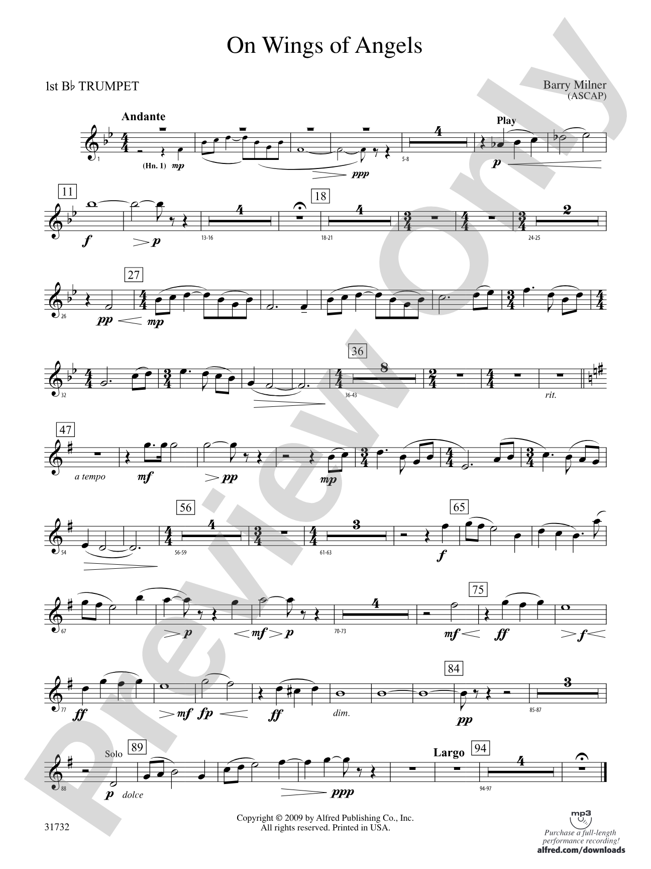On Wings of Angels: 1st B-flat Trumpet