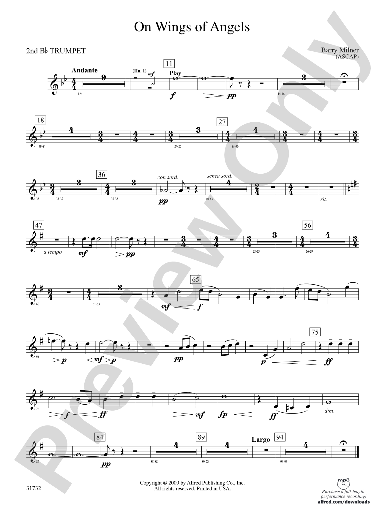 On Wings of Angels: 2nd B-flat Trumpet