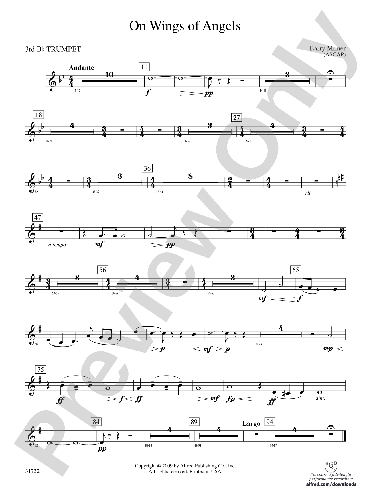 On Wings of Angels: 3rd B-flat Trumpet