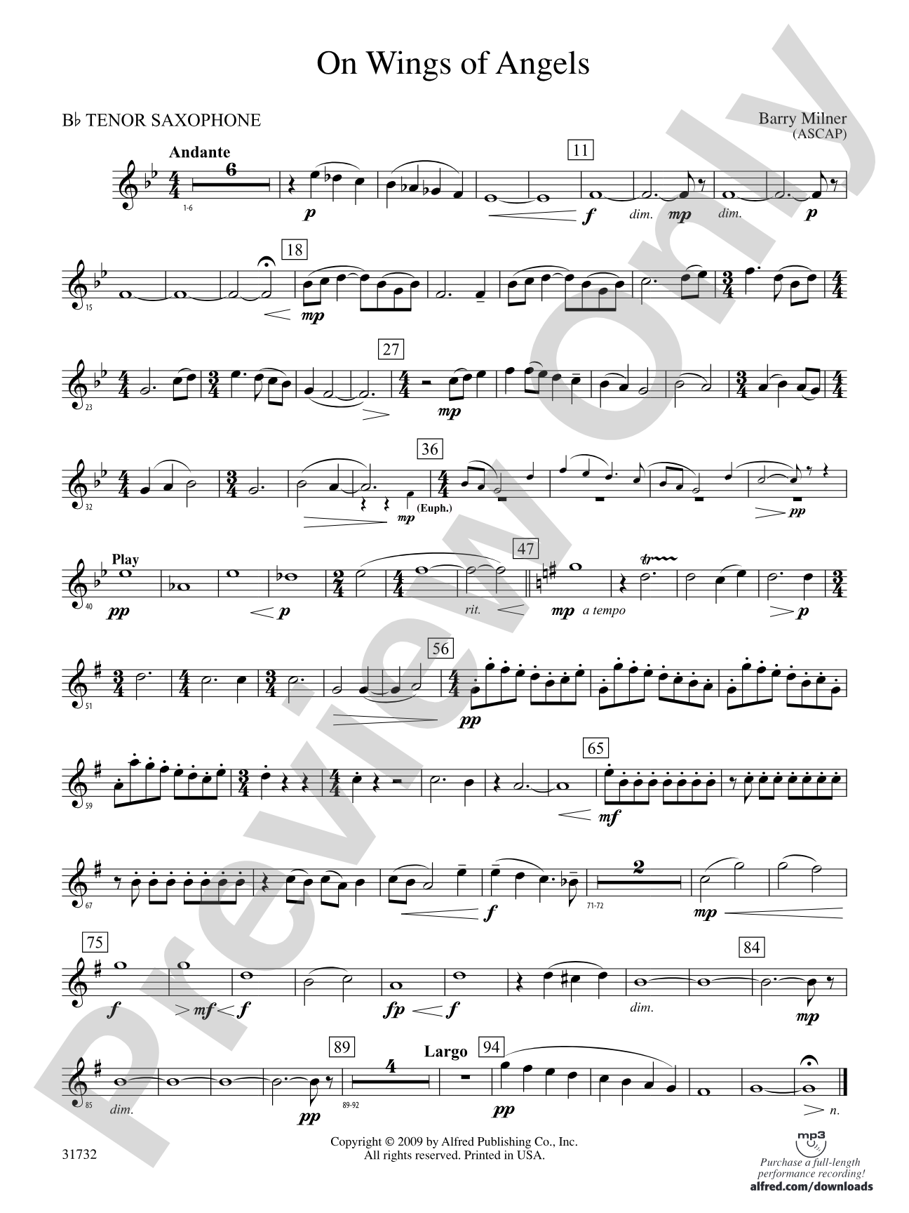 On Wings of Angels: B-flat Tenor Saxophone