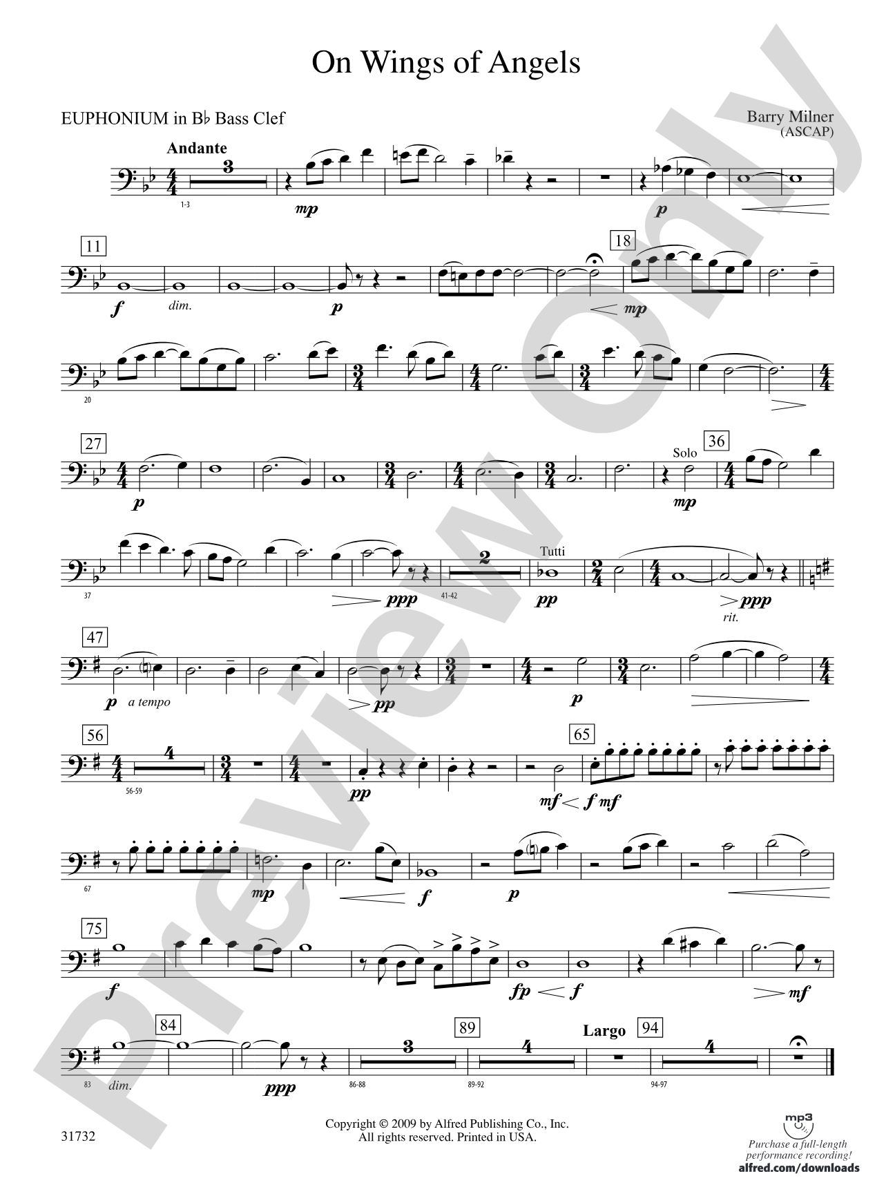 On Wings of Angels: (wp) B-flat Baritone B.C.
