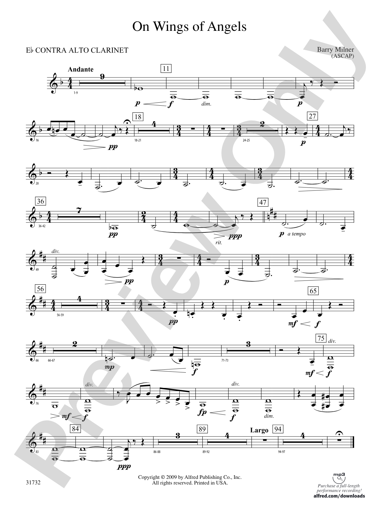 On Wings of Angels: (wp) E-flat Contrabass Clarinet
