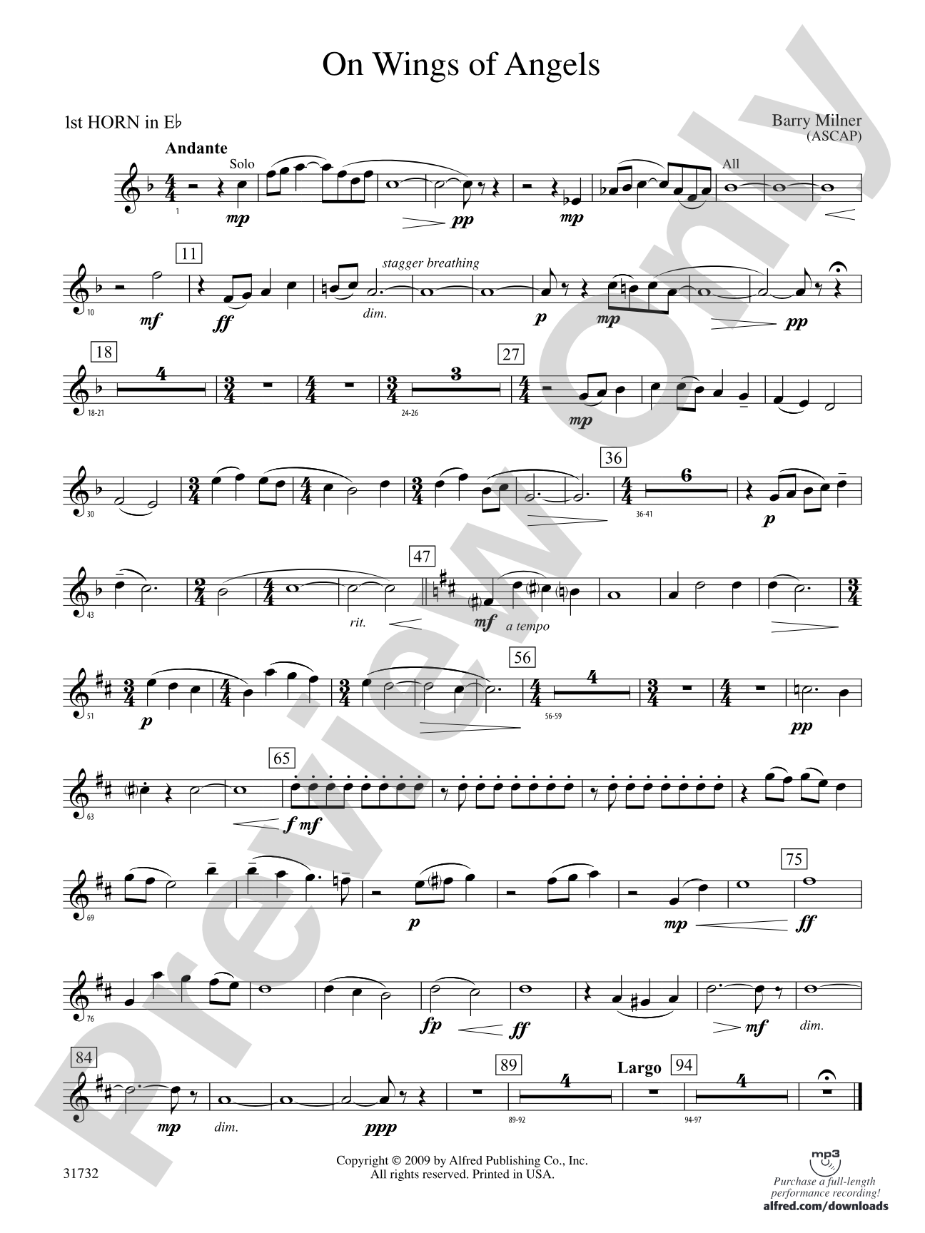 On Wings of Angels: (wp) 1st Horn in E-flat
