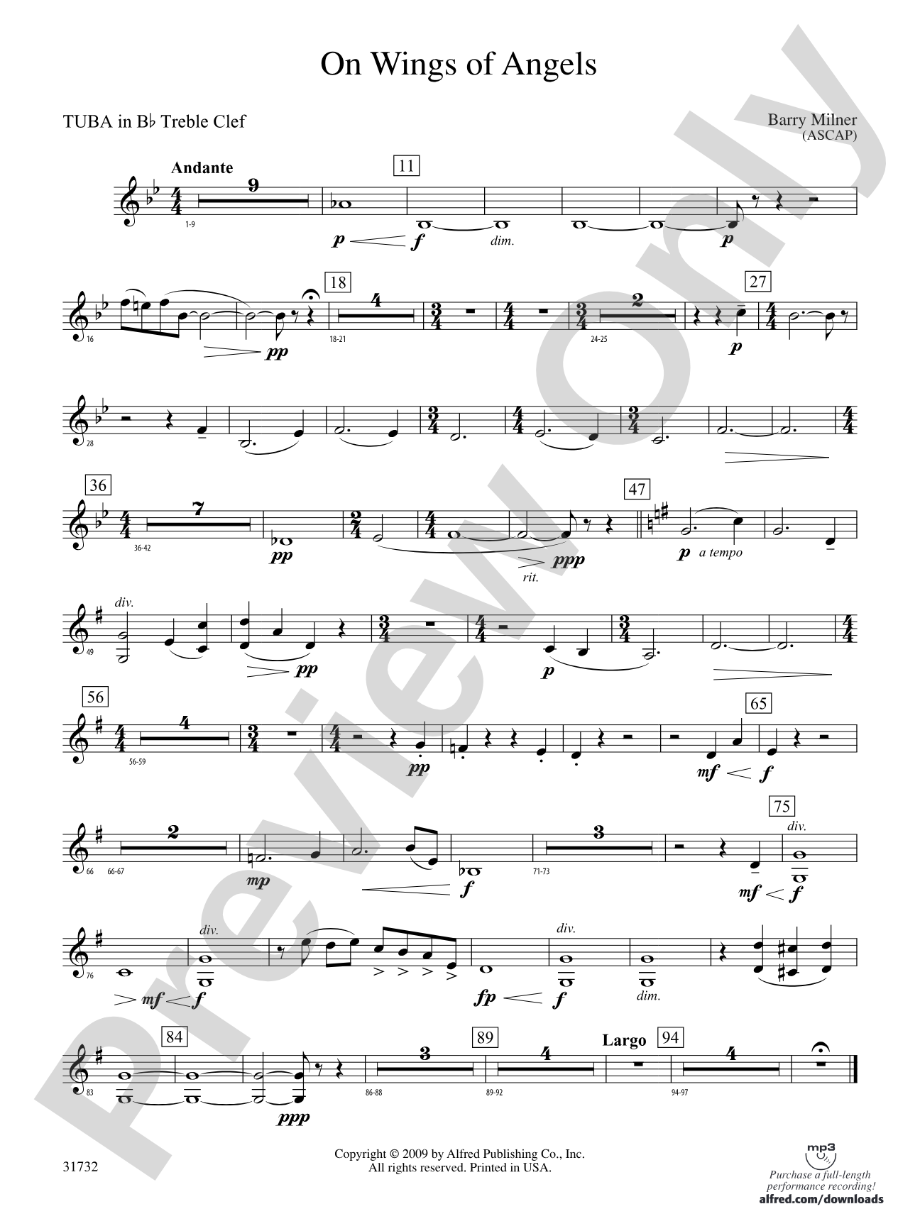 On Wings of Angels: (wp) B-flat Tuba T.C.