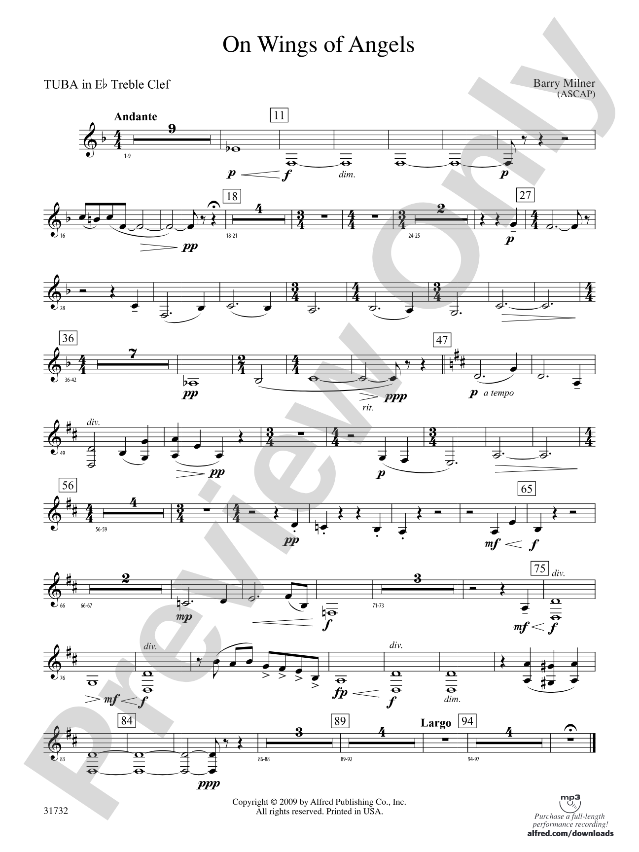 On Wings of Angels: (wp) E-flat Tuba T.C.