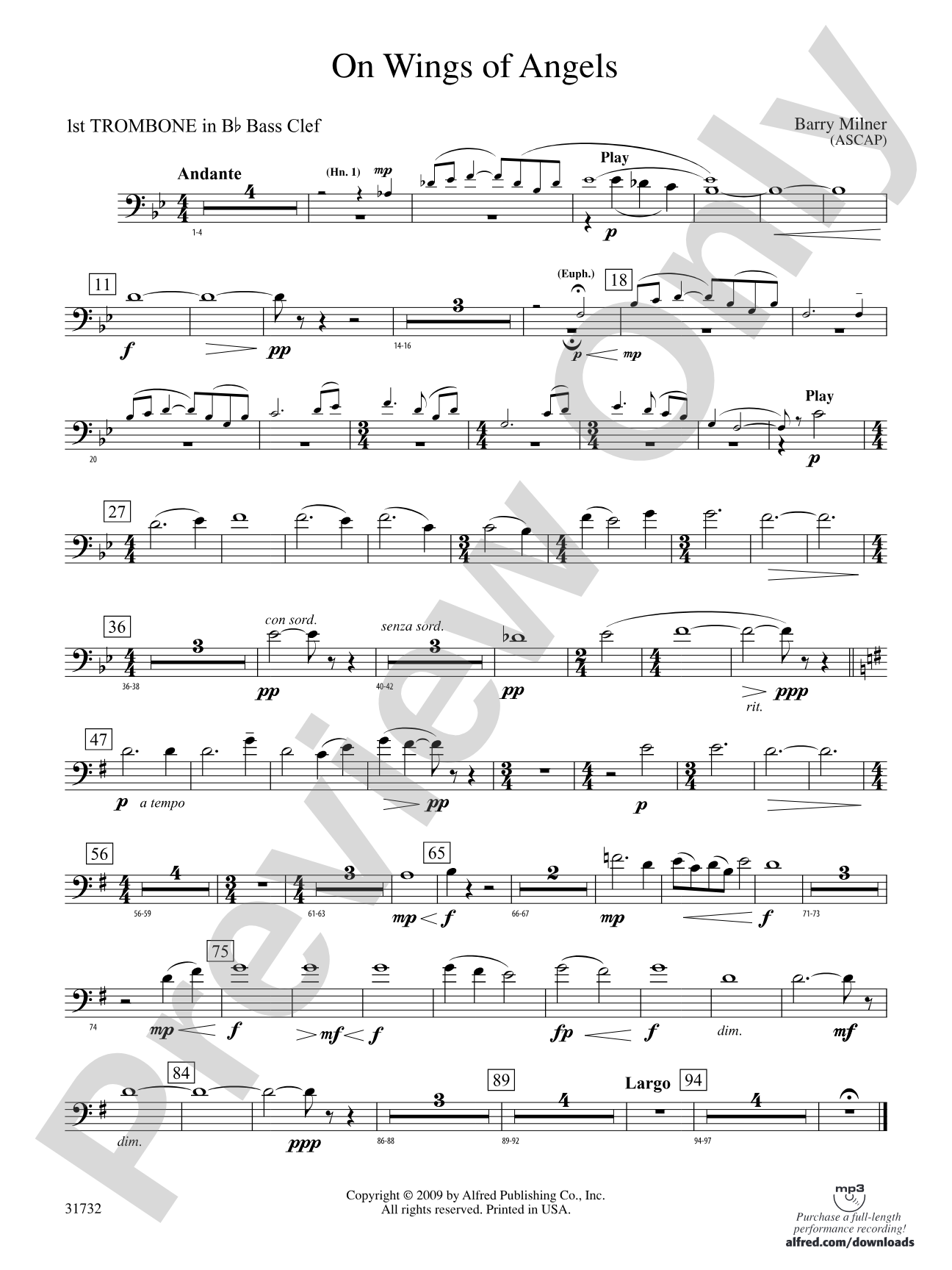 On Wings of Angels: (wp) 1st B-flat Trombone B.C.