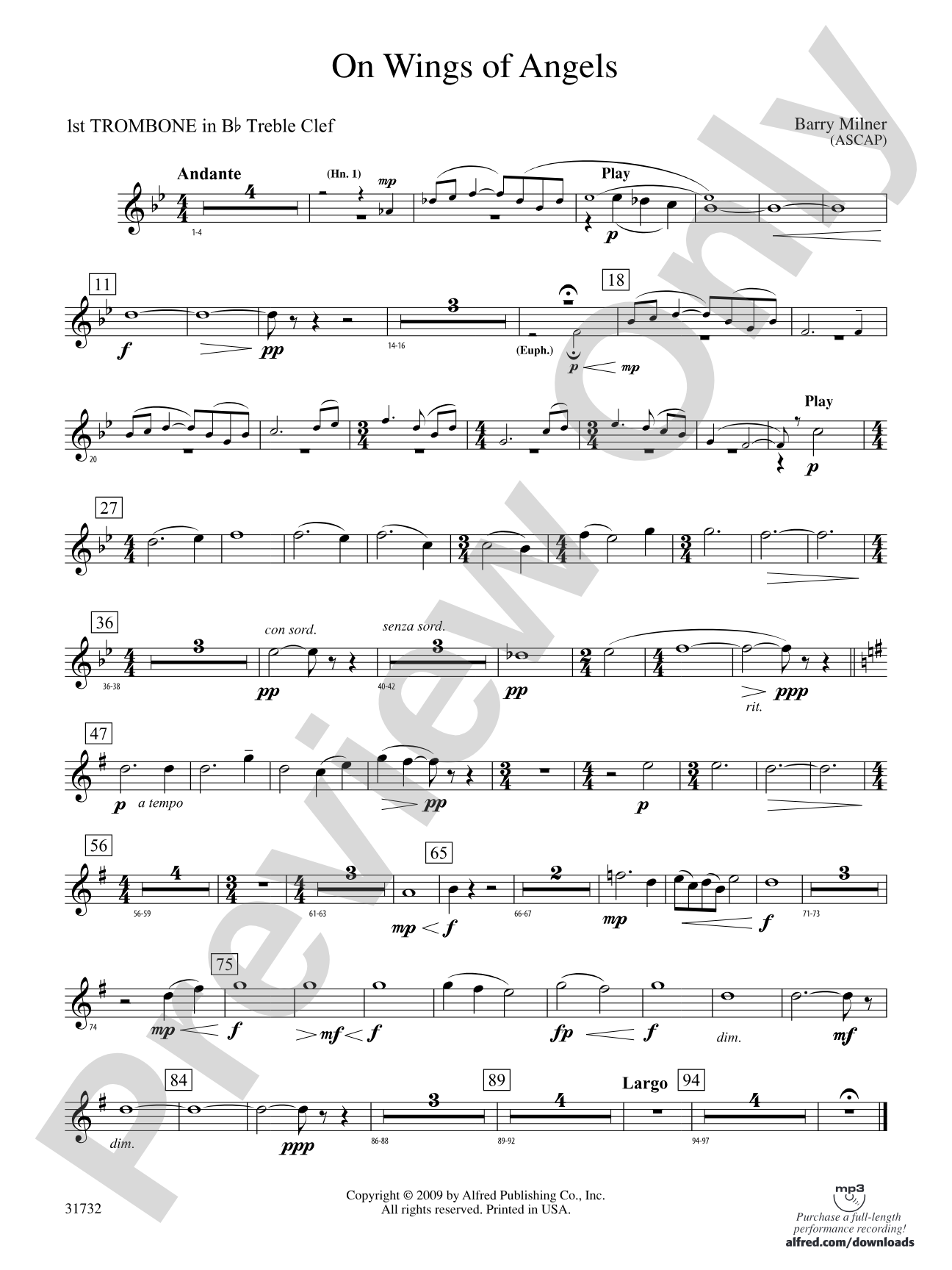 On Wings of Angels: (wp) 1st B-flat Trombone T.C.