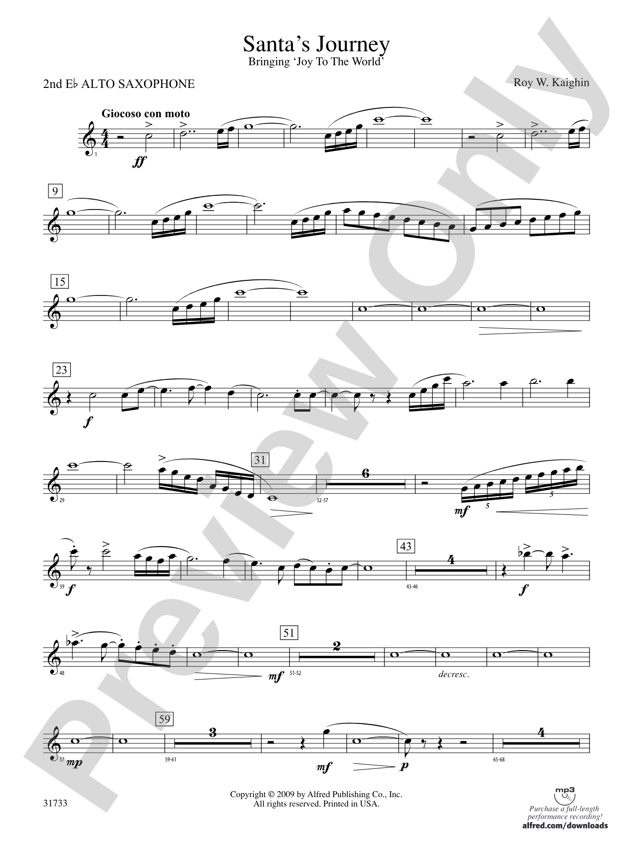 Santa's Journey (Bringing "Joy to the World"): 2nd E-flat Alto Saxophone
