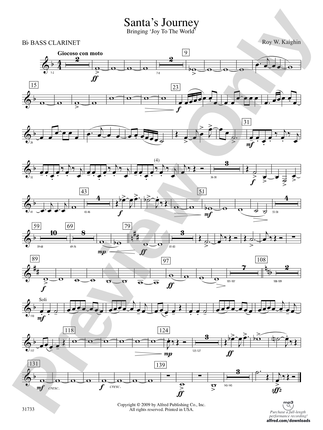 Santa's Journey (Bringing "Joy to the World"): B-flat Bass Clarinet