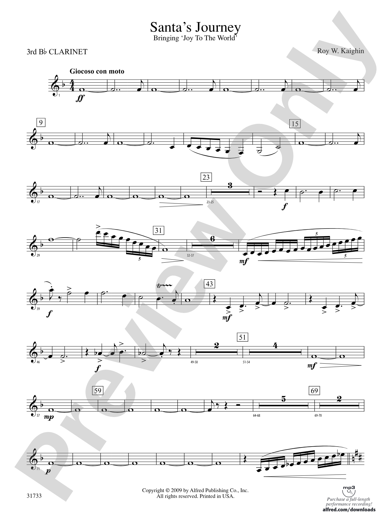 Santa's Journey (Bringing "Joy to the World"): 3rd B-flat Clarinet