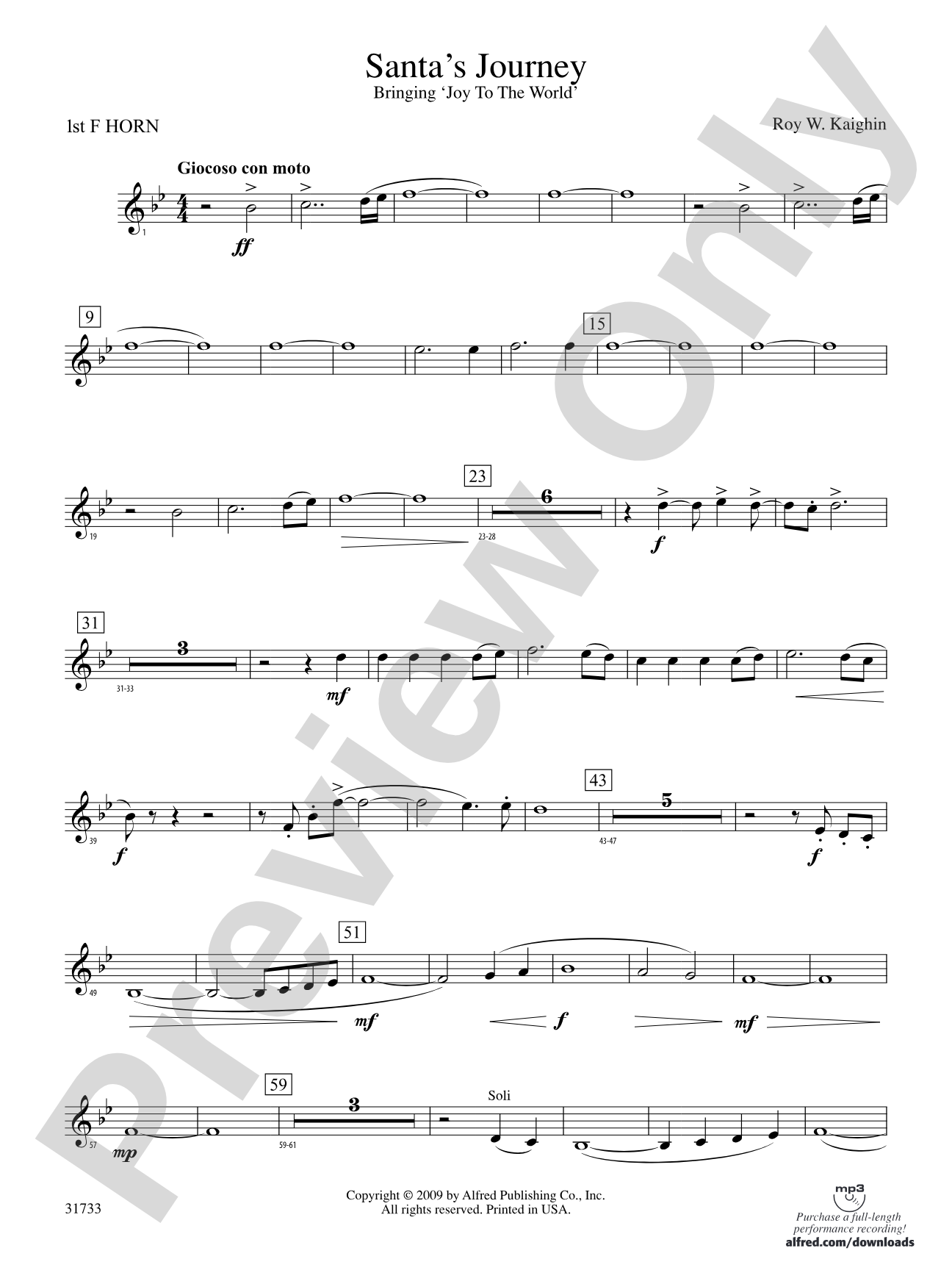 Santa's Journey (Bringing "Joy to the World"): 1st F Horn