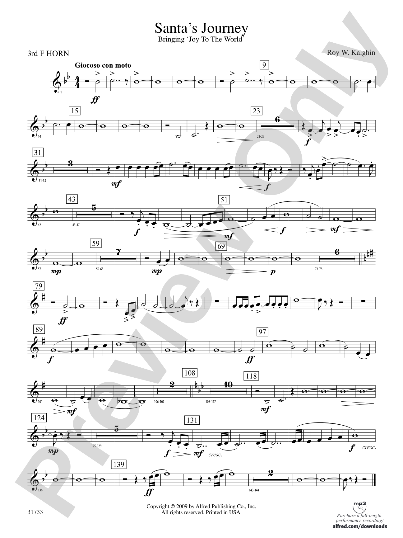 Santa's Journey (Bringing "Joy to the World"): 3rd F Horn